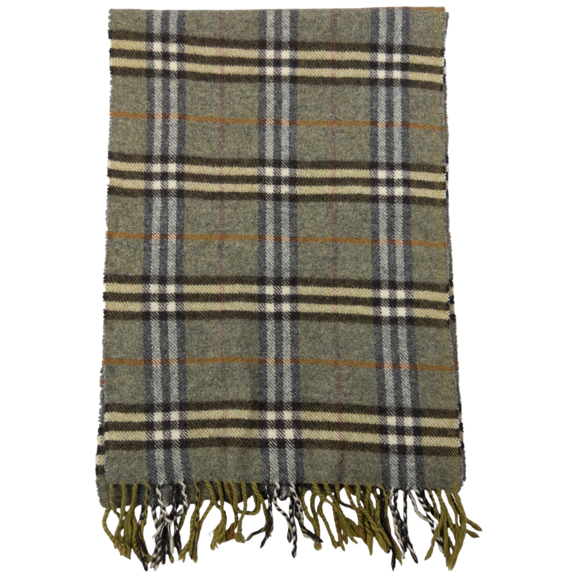 Vintage Burberry Nova Check Lambswool Tassel Scarf