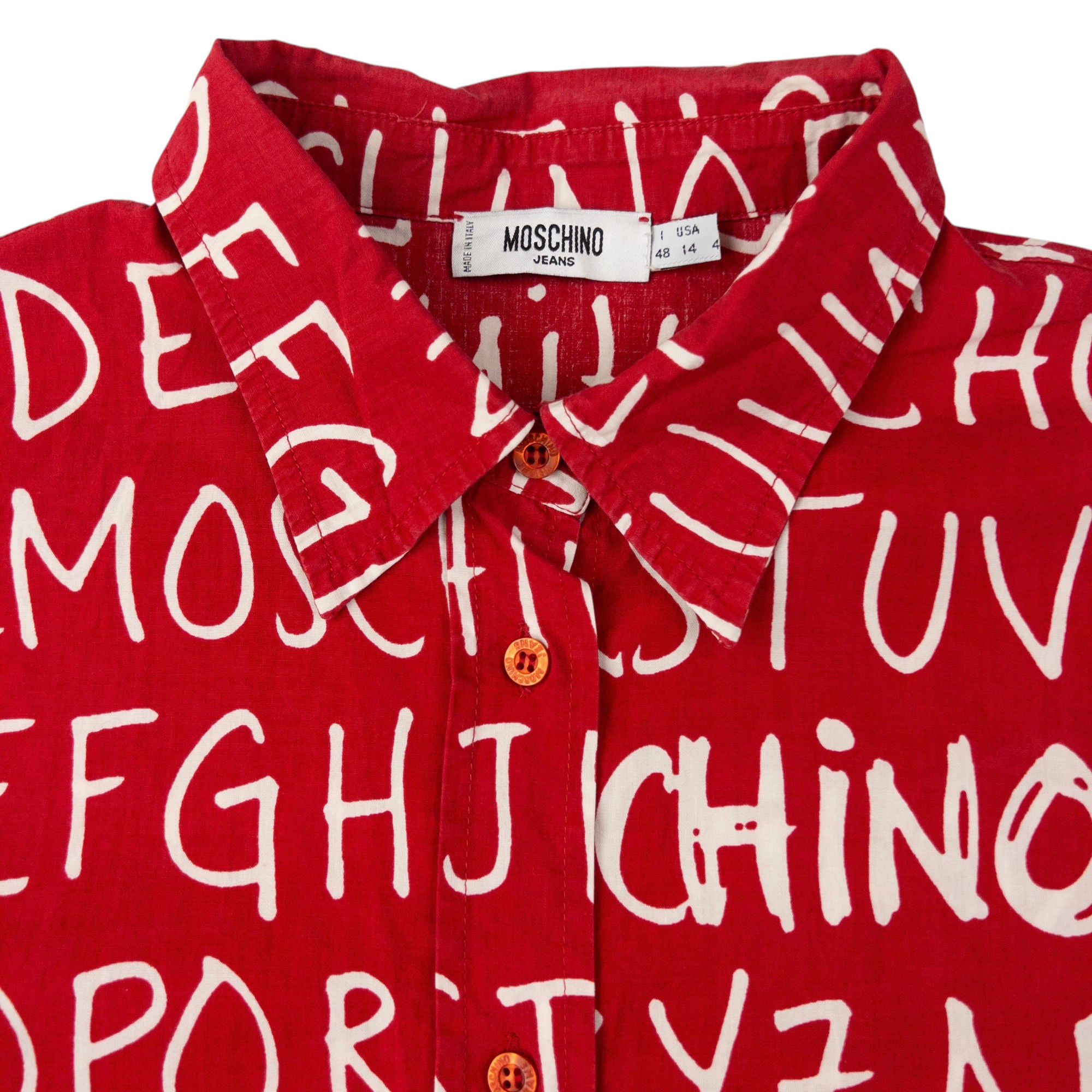 Vintage Moschino Jeans Alphabet Long Sleeve Button Up Shirt Size M