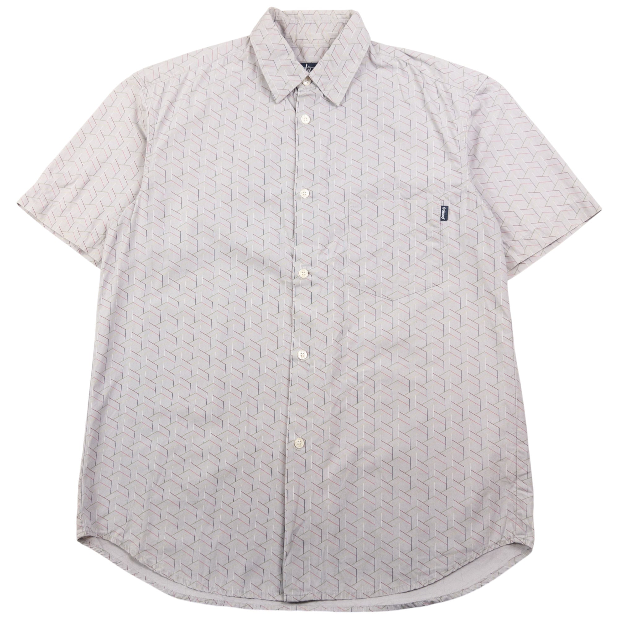 Vintage Stussy Geometric Short Sleeve Button Up Shirt Size S