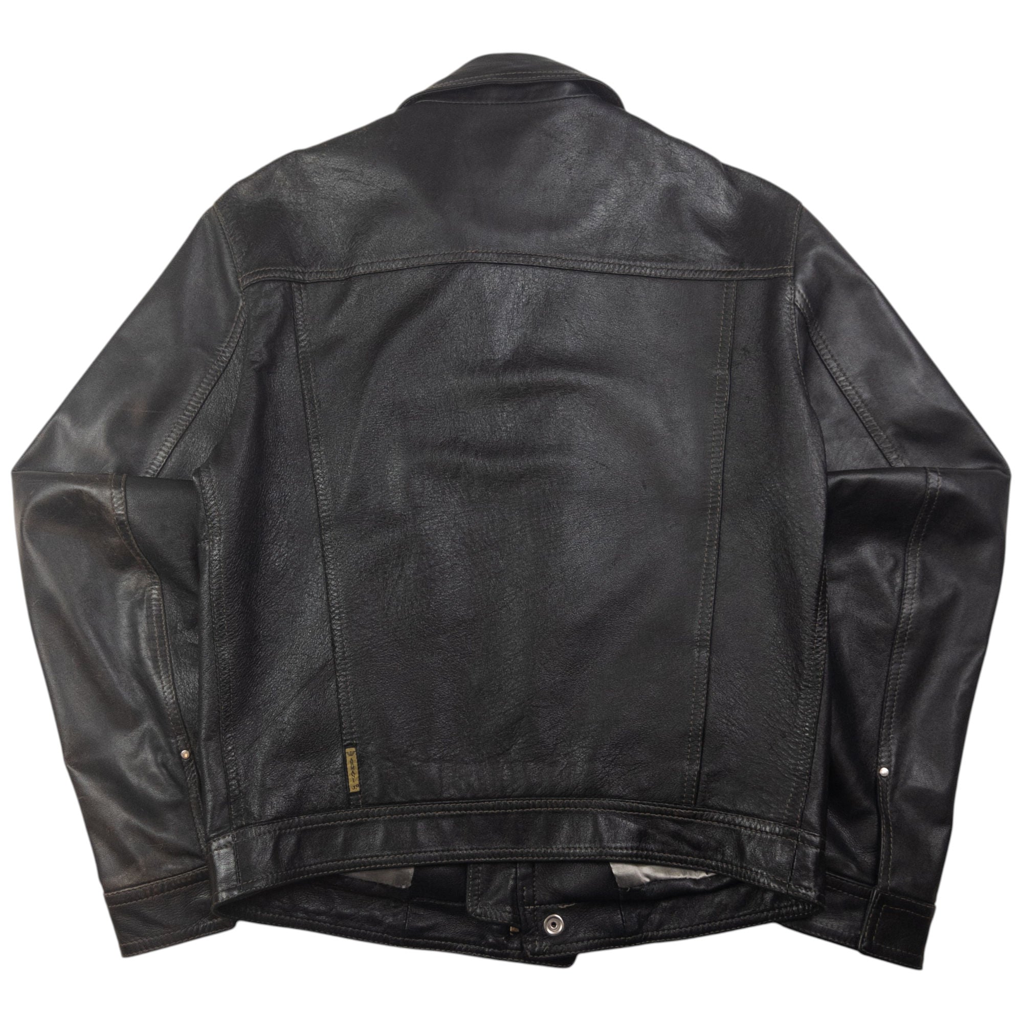 Vintage Armani Jeans Zip Up Leather Jacket Size M