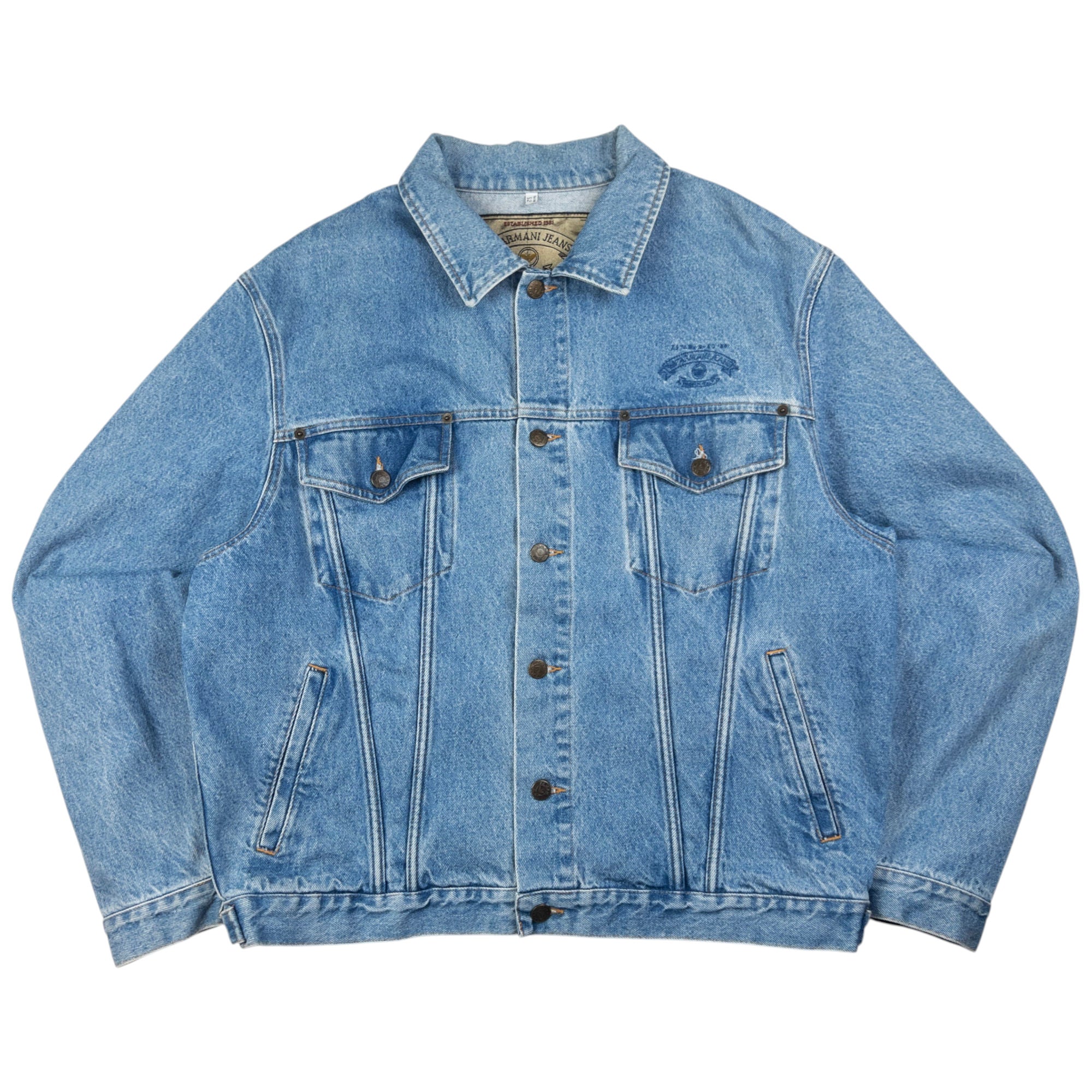 Vintage Armani Jeans Button Up Denim Jacket Size L