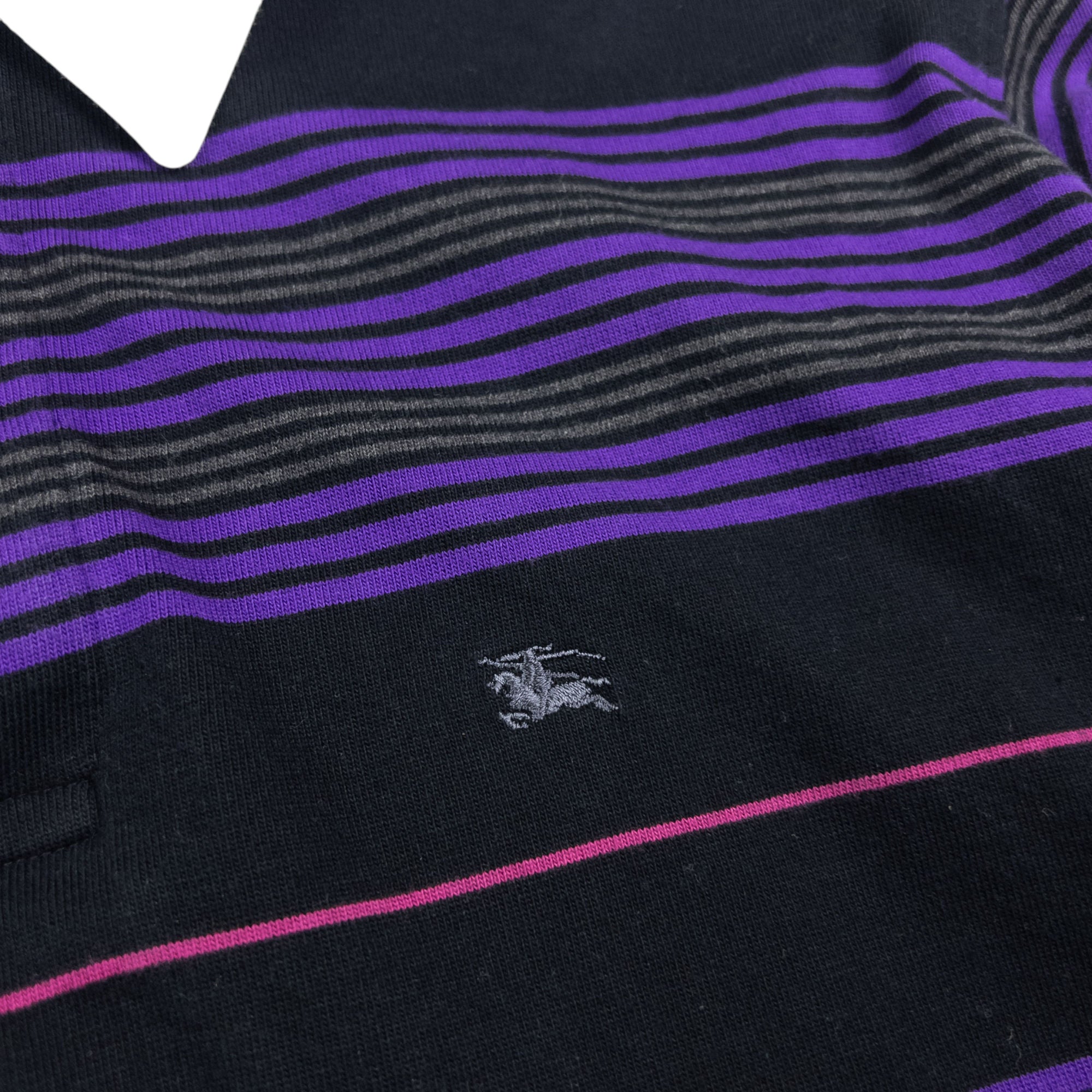Vintage Burberry Striped Long Sleeve Rugby Polo Shirt Size M