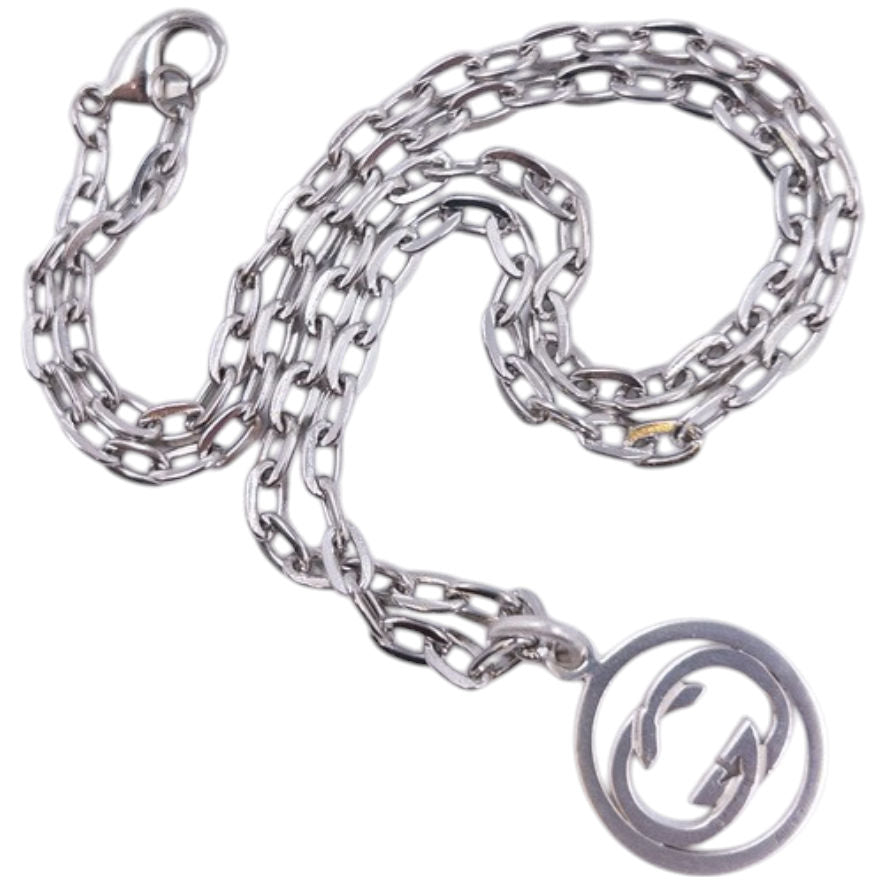 Vintage Gucci Silver Logo Necklace