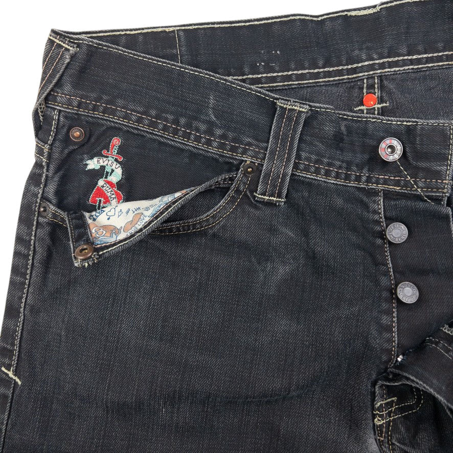 Vintage Puma X Evisu Double Gull Cropped Japanese Denim Jeans Size W36