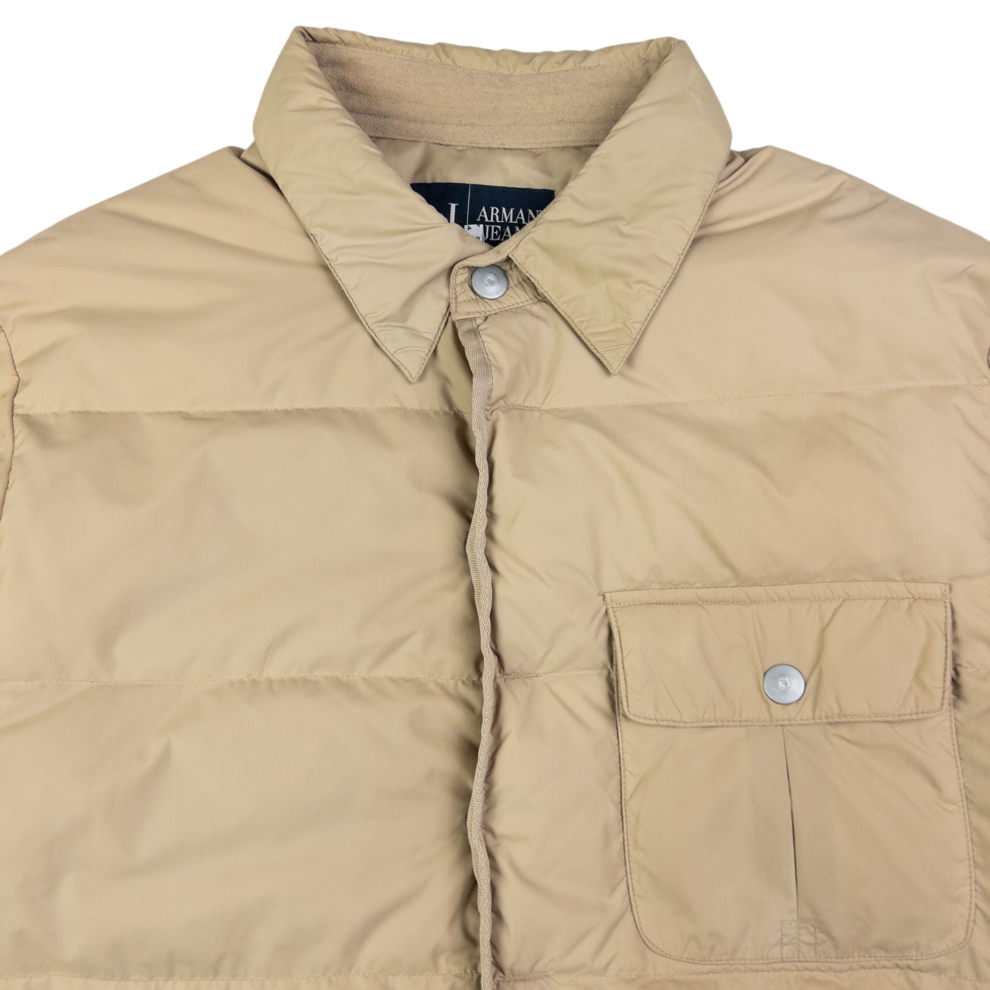 Vintage Armani Jeans Button Up Puffer Jacket Size L