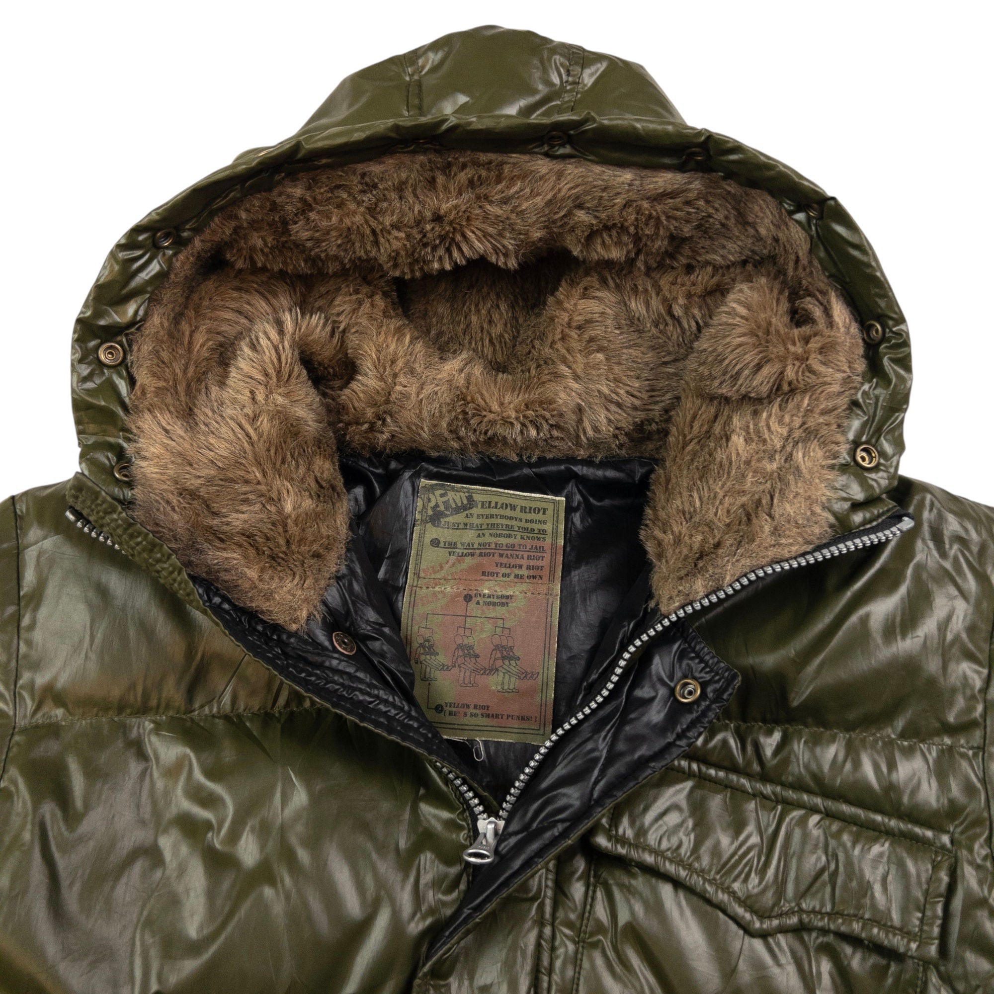 Vintage PPFM Fur Hood Zip Up Puffer Jacket Size M