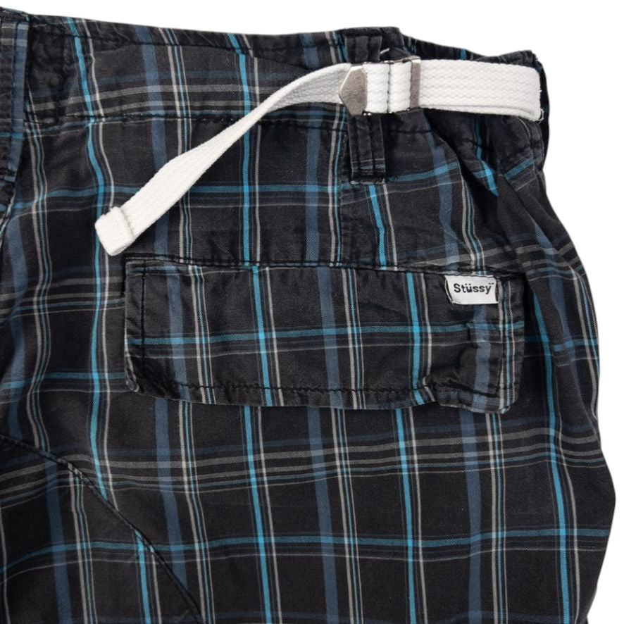 Vintage Stussy Checked Cargo Shorts Size W35