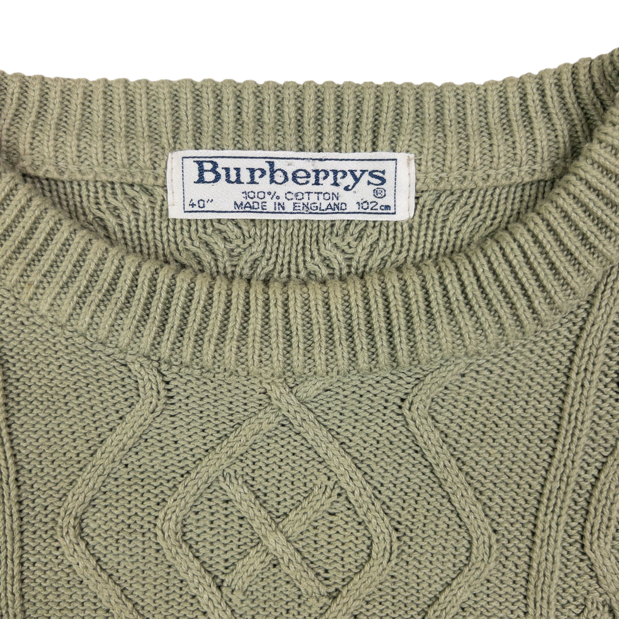 Vintage Burberry Embroidered Flag Cable Knit Jumper Size XL