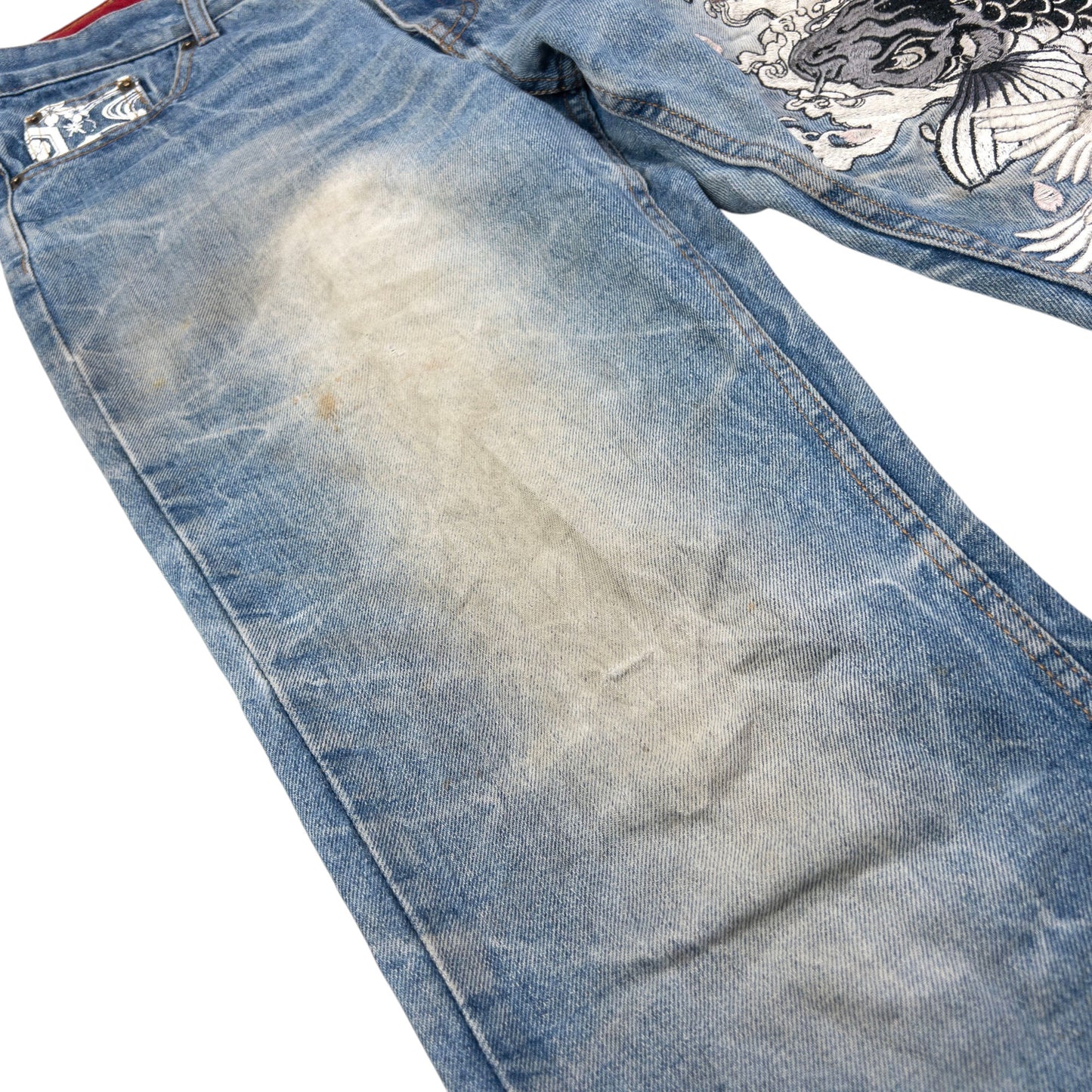 Vintage Fugutaiten Wagara Embroidered Japanese Denim Jeans W31