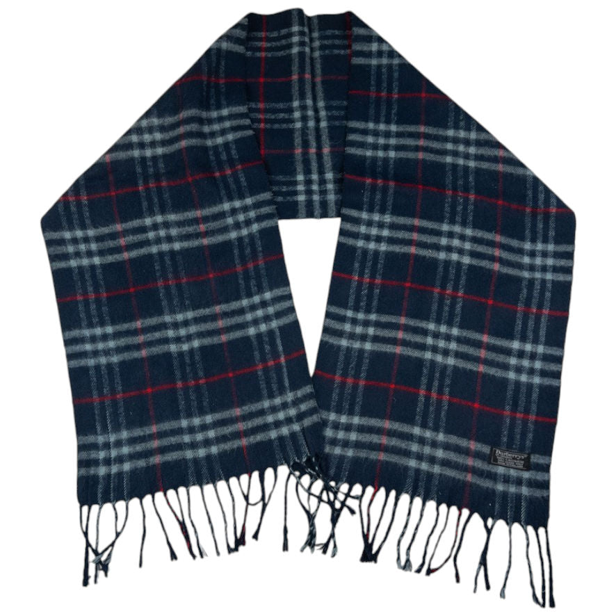 Vintage Burberry Nova Check Cashmere Tassel Scarf