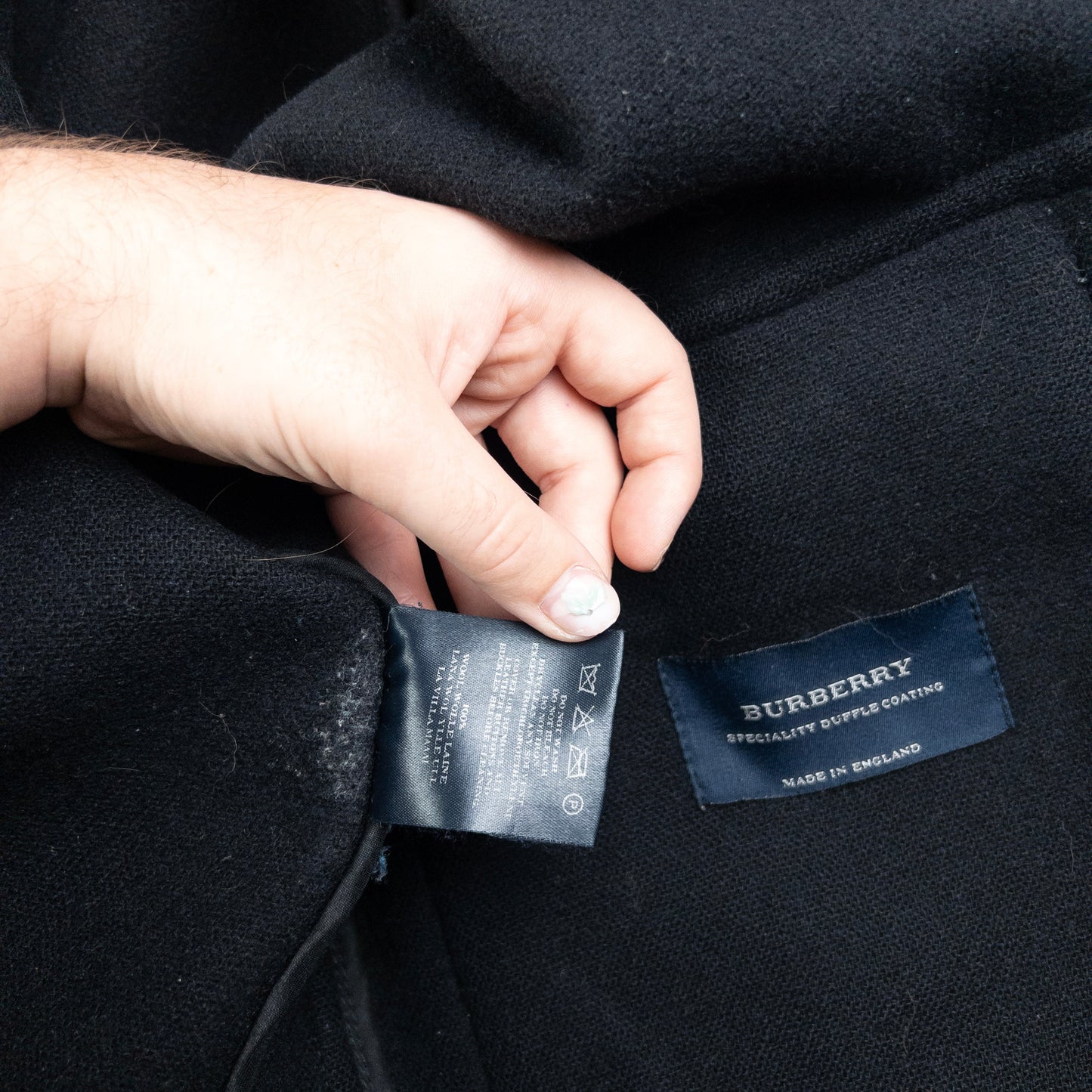 Vintage Burberry Wool Duffle Coat Size L