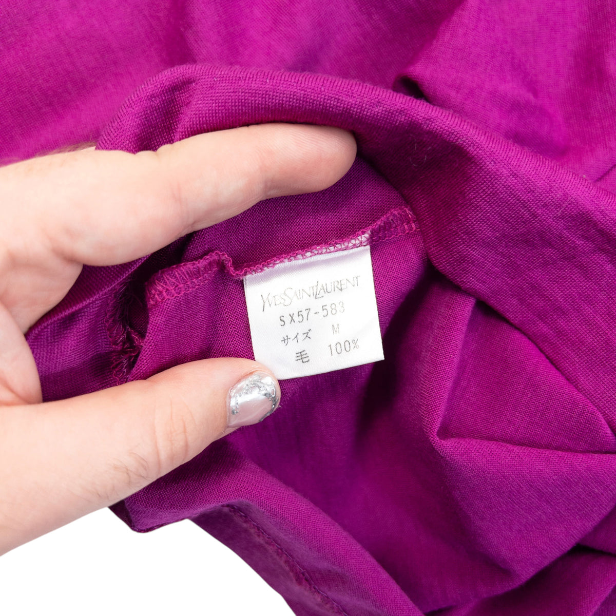 Vintage 2000s YSL Yves Saint Laurent Long Sleeve Turtleneck Top in purple (wool), photo 7