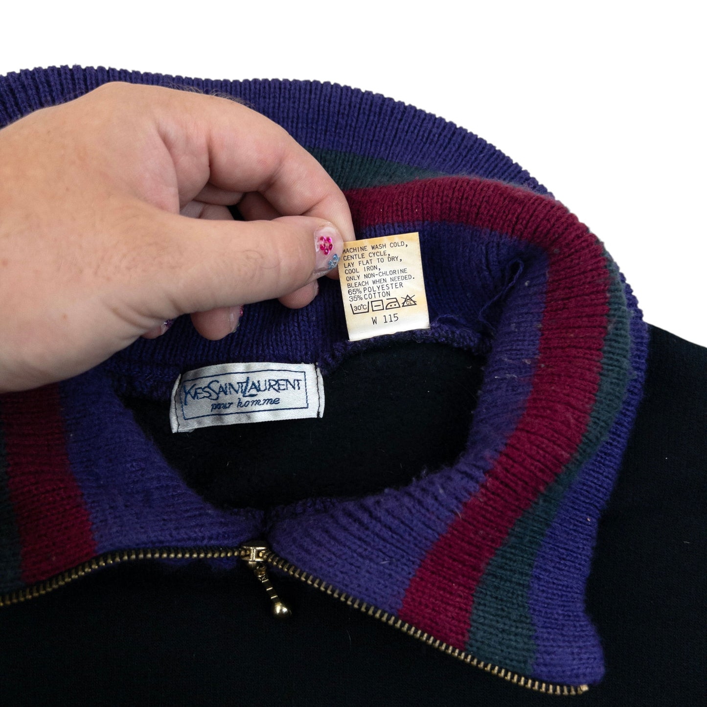 Vintage 80s YSL Yves Saint Laurent Q Zip Sweatshirt Size M
