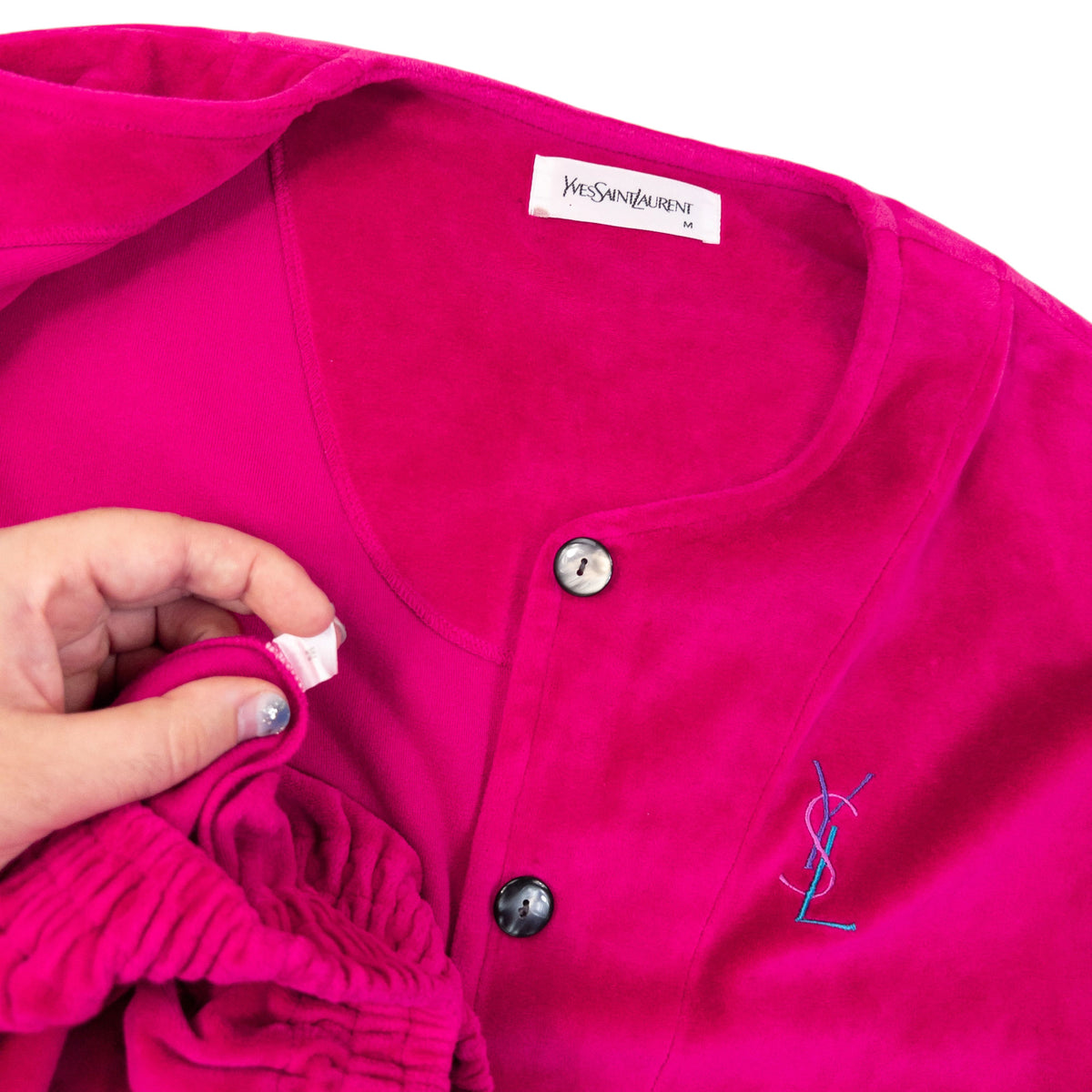 Vintage 90s YSL Yves Saint Laurent Velour Lounge Set Womens Size M