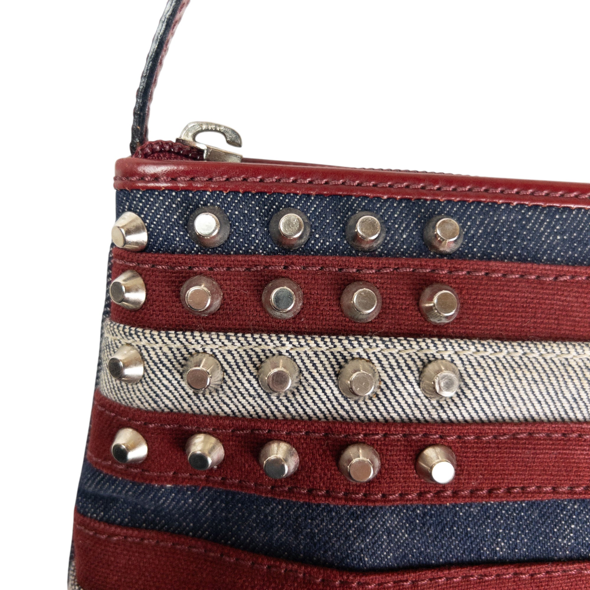 Vintage Burberry Studded Denim Flag Shoulder Bag
