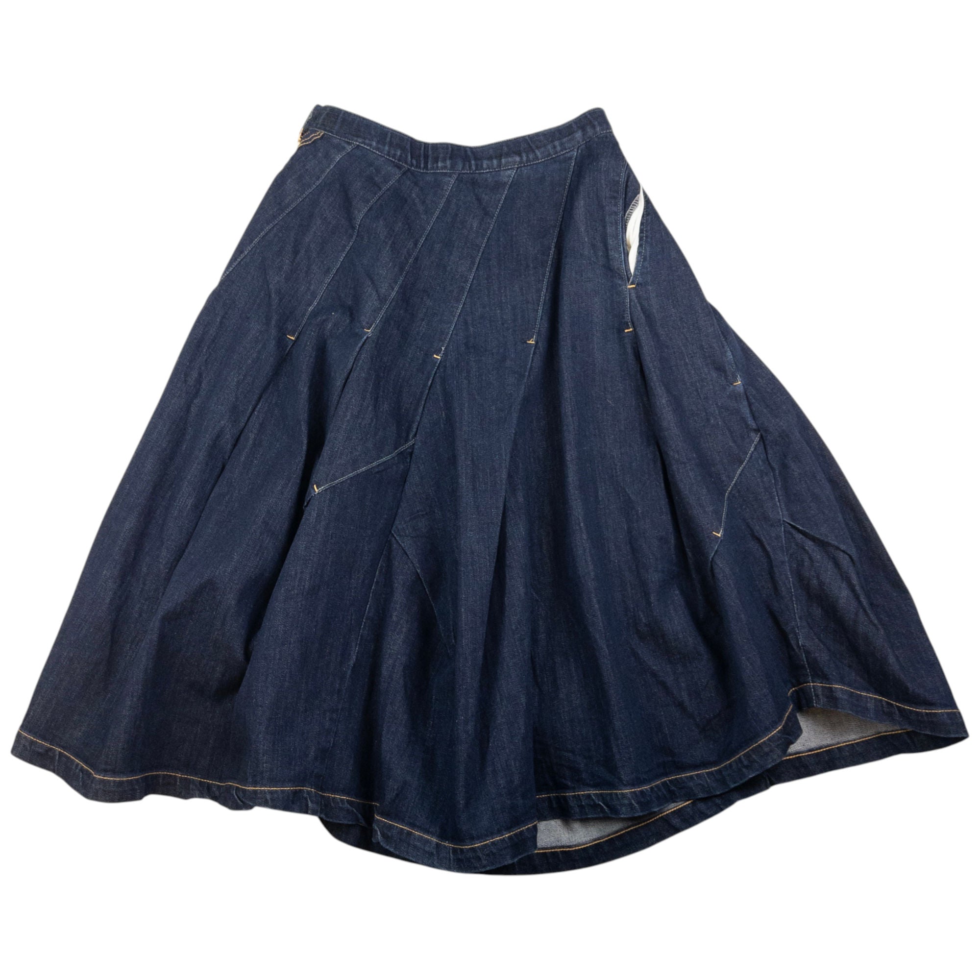 Vintage Mercibeaucoup By Issey Miyake Gathered Denim Skirt Womens Size W26