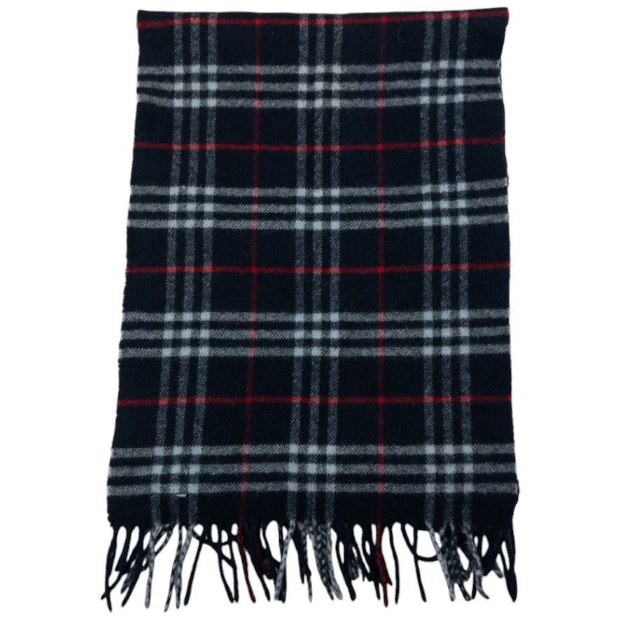 Vintage Burberry Nova Check Lambswool Tassel Scarf