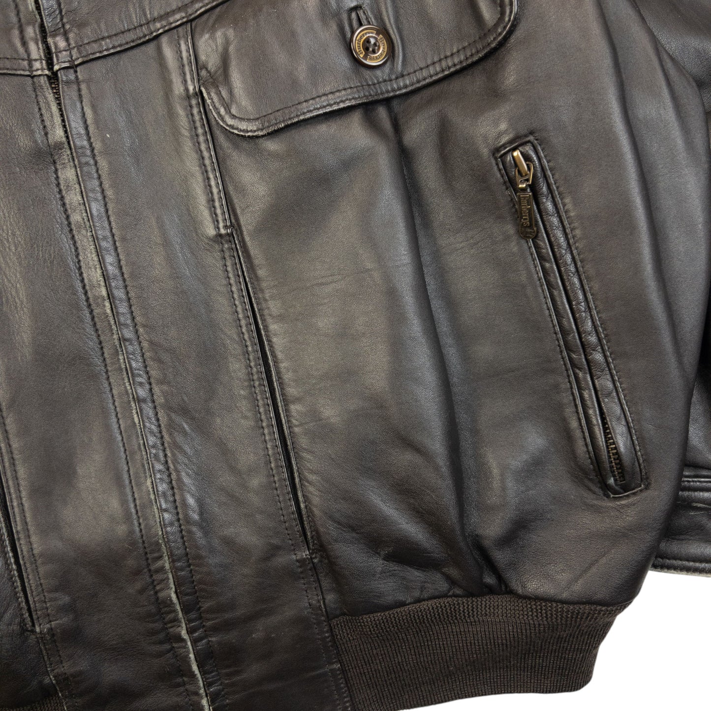 Vintage 2000s Burberry Nova Check Lined Leather Jacket Size XL