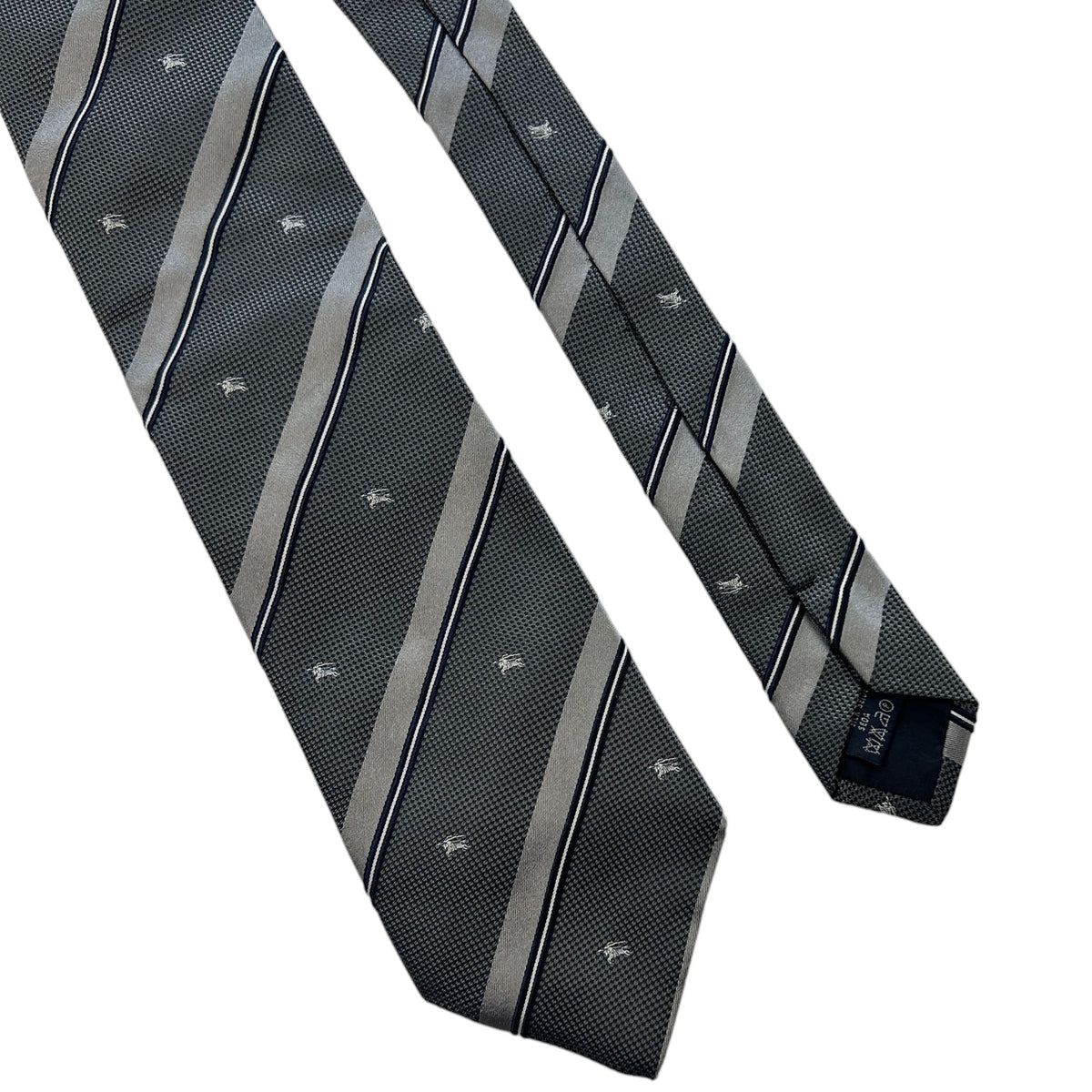 Vintage Burberry Monogram Striped Silk Tie