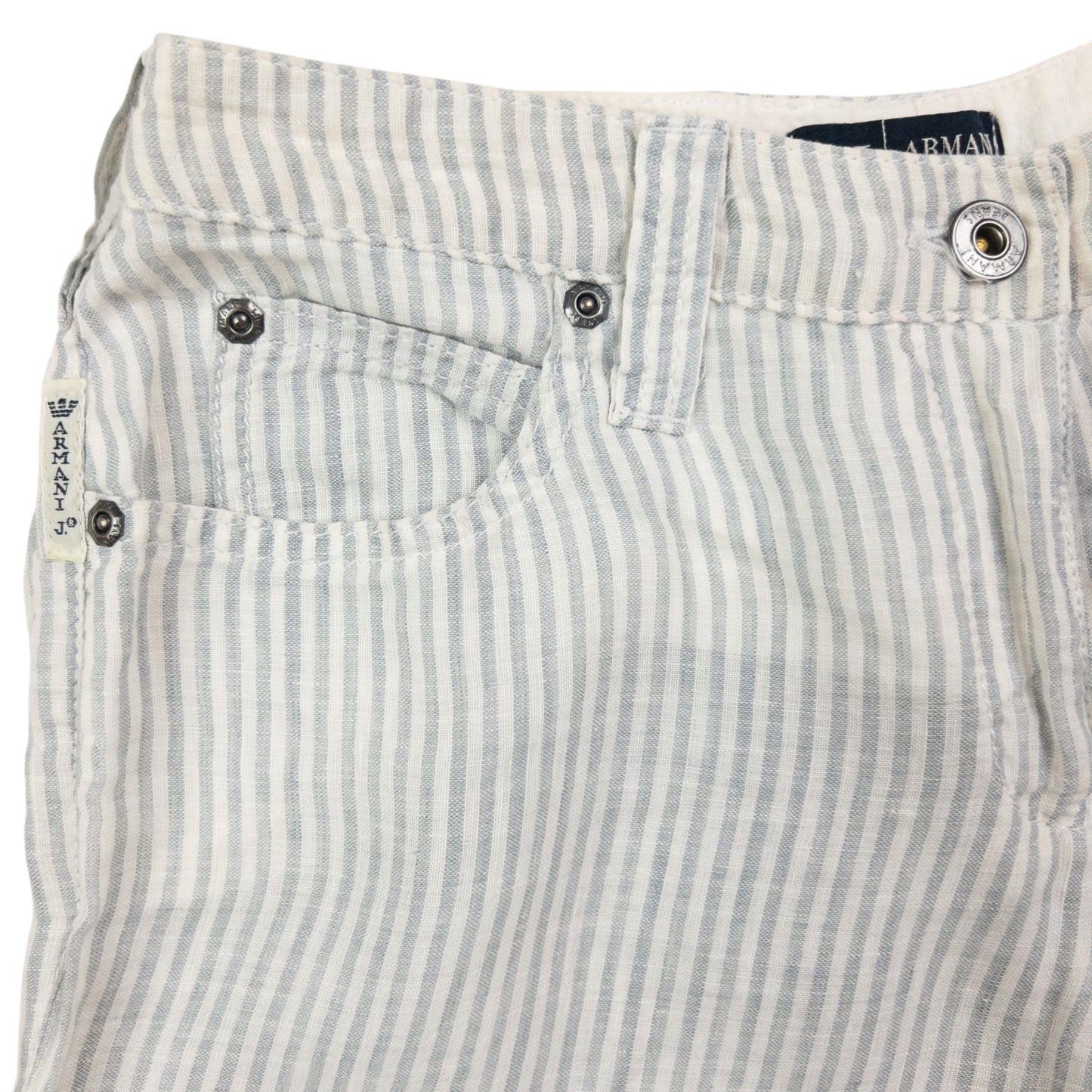 Vintage Armani Jeans Striped Linen Trousers Size W27