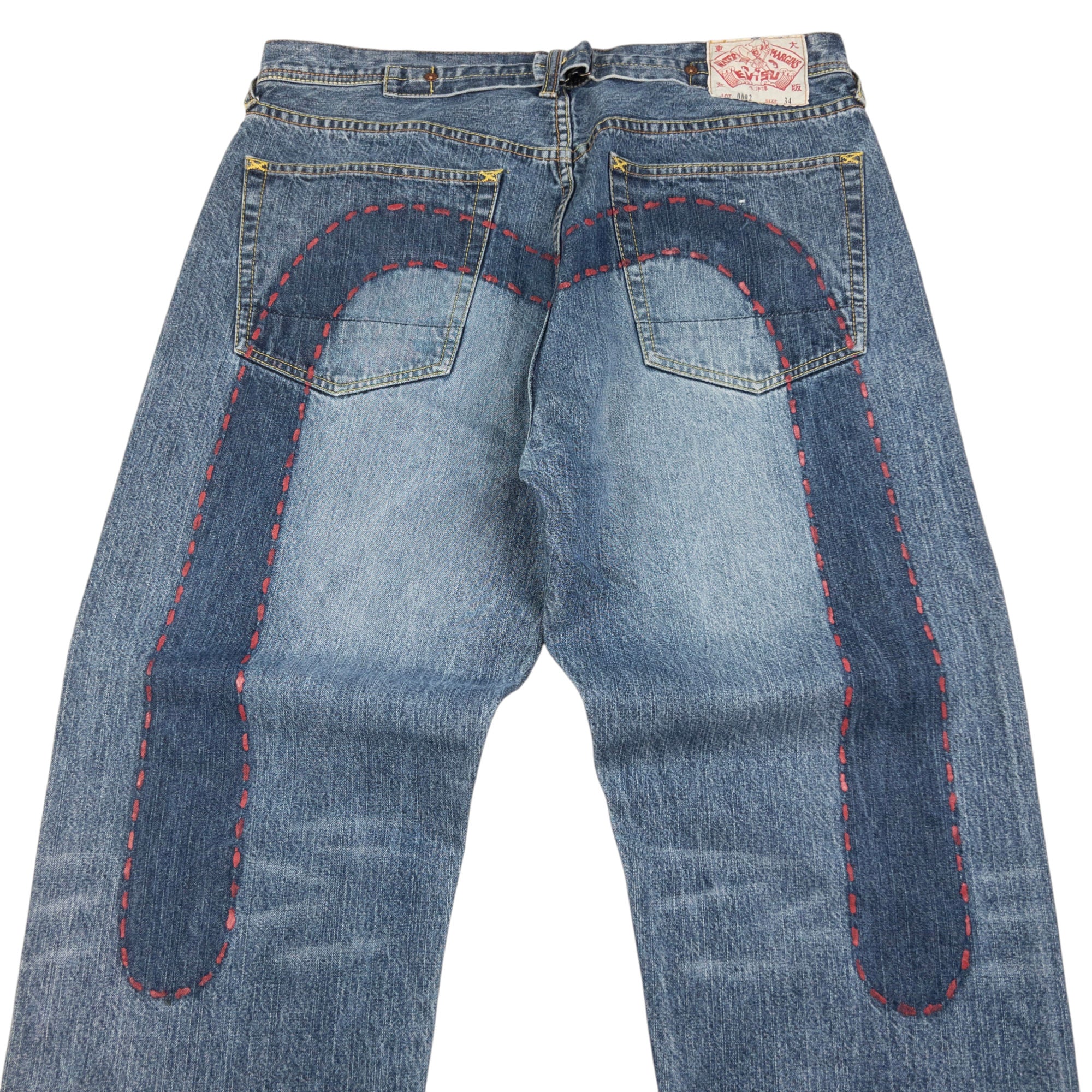 Vintage Evisu Painted Stitch Daicock Japanese Denim Jeans Size W34
