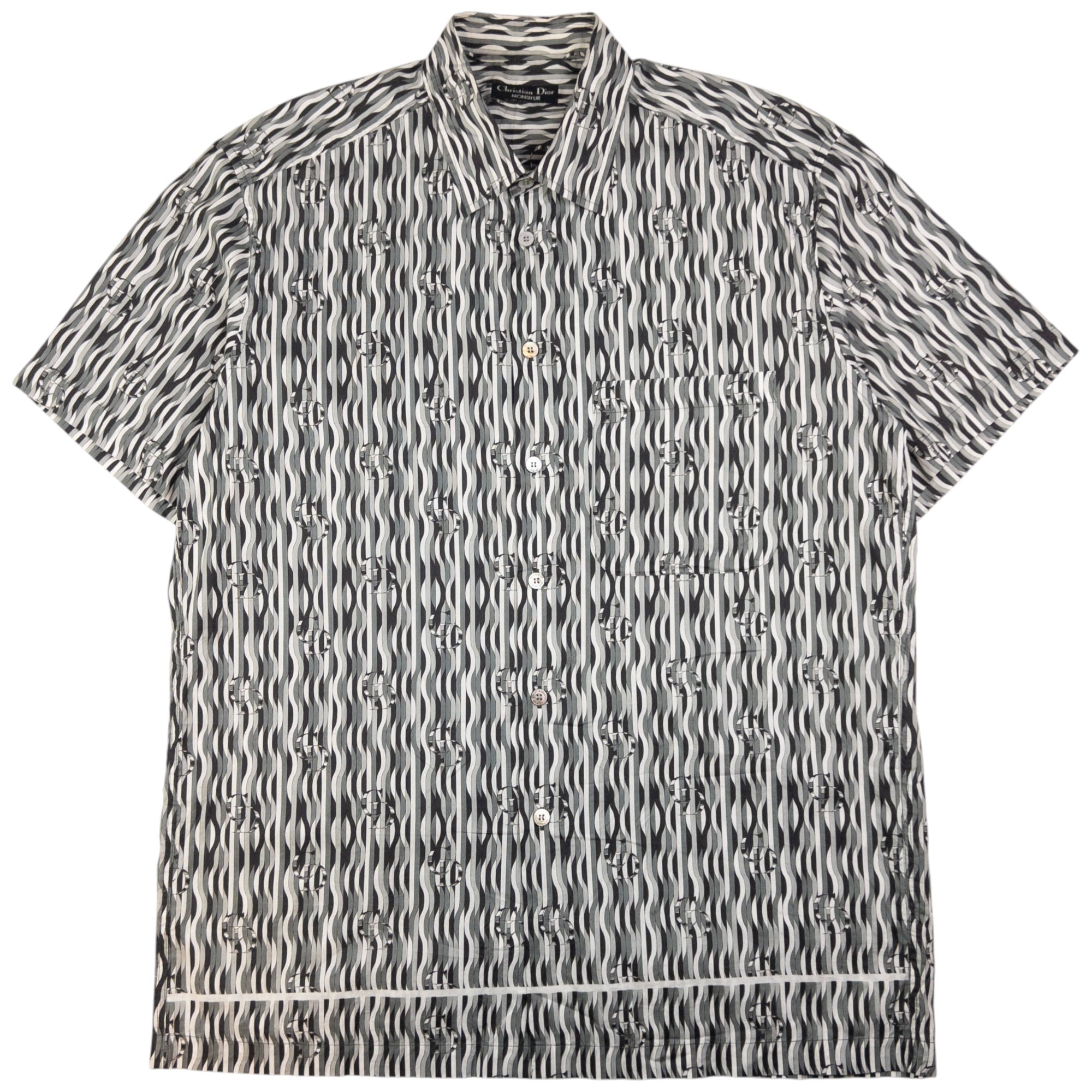 Vintage Dior Monsieur Monogram Short Sleeve Button Up Shirt Size L