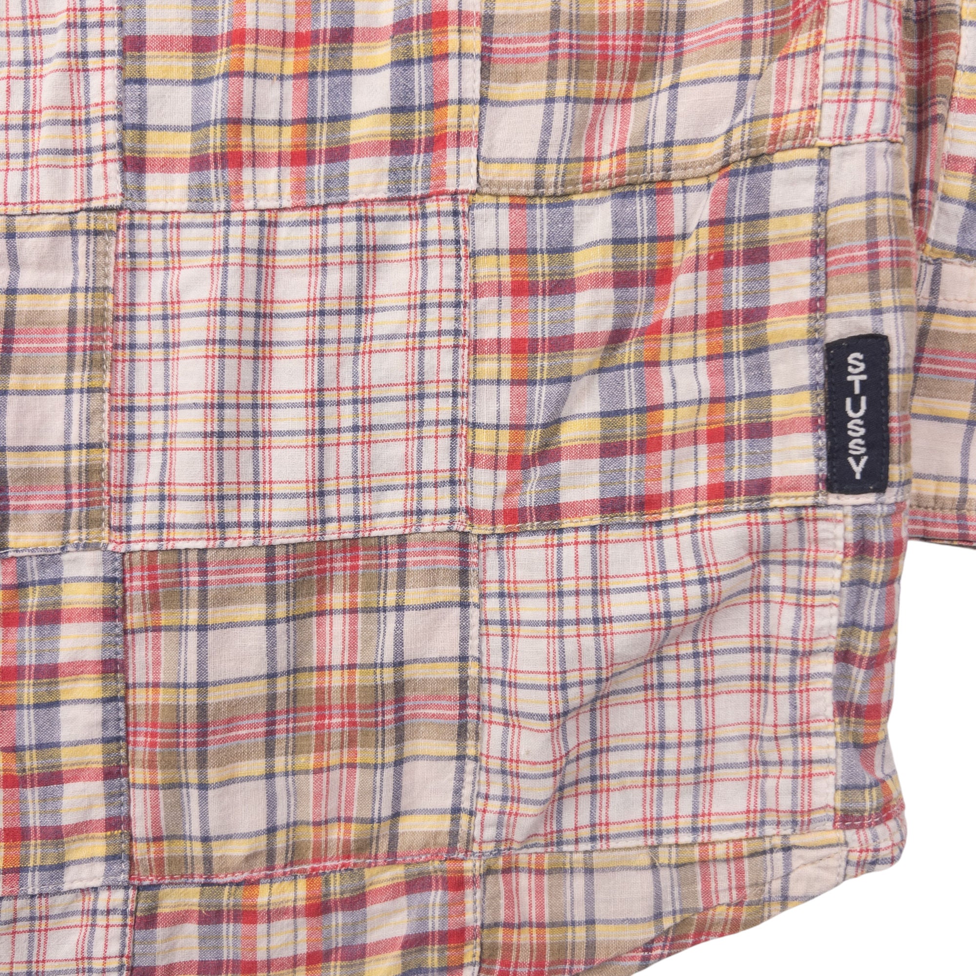 Vintage Stussy Patchwork Long Sleeve Button Up Shirt Size M