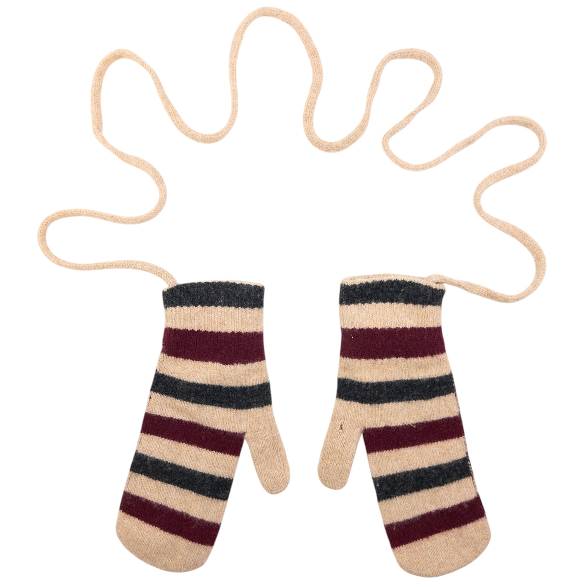 Vintage Burberry Striped Wool Mittens