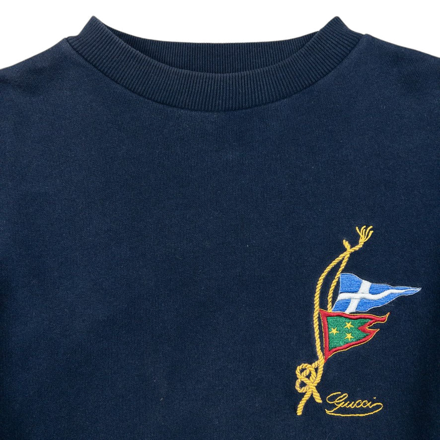 Vintage Gucci Embroidered Flag Sweatshirt Size S