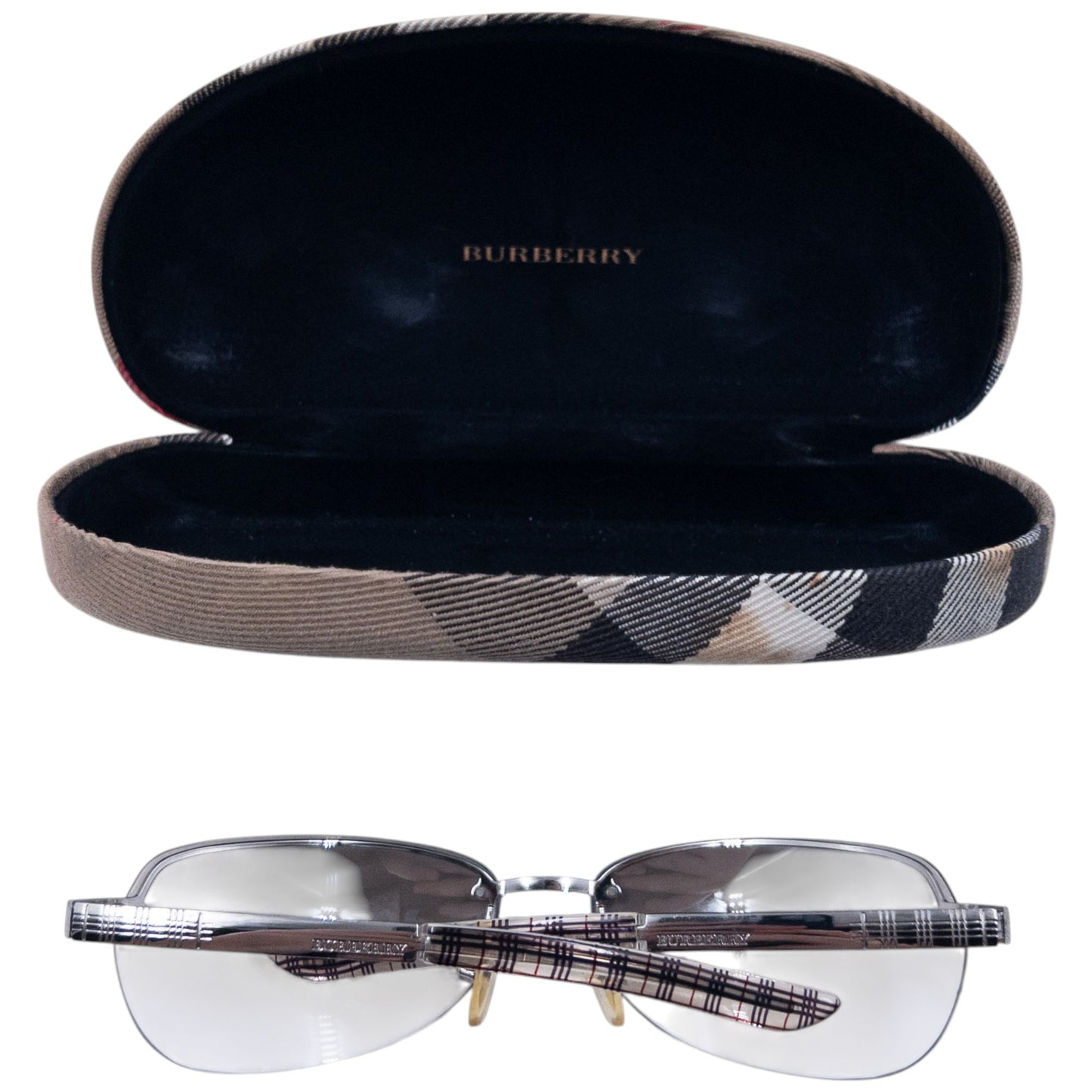 Vintage 2000s Burberry Nova Check Rimless Sunglasses