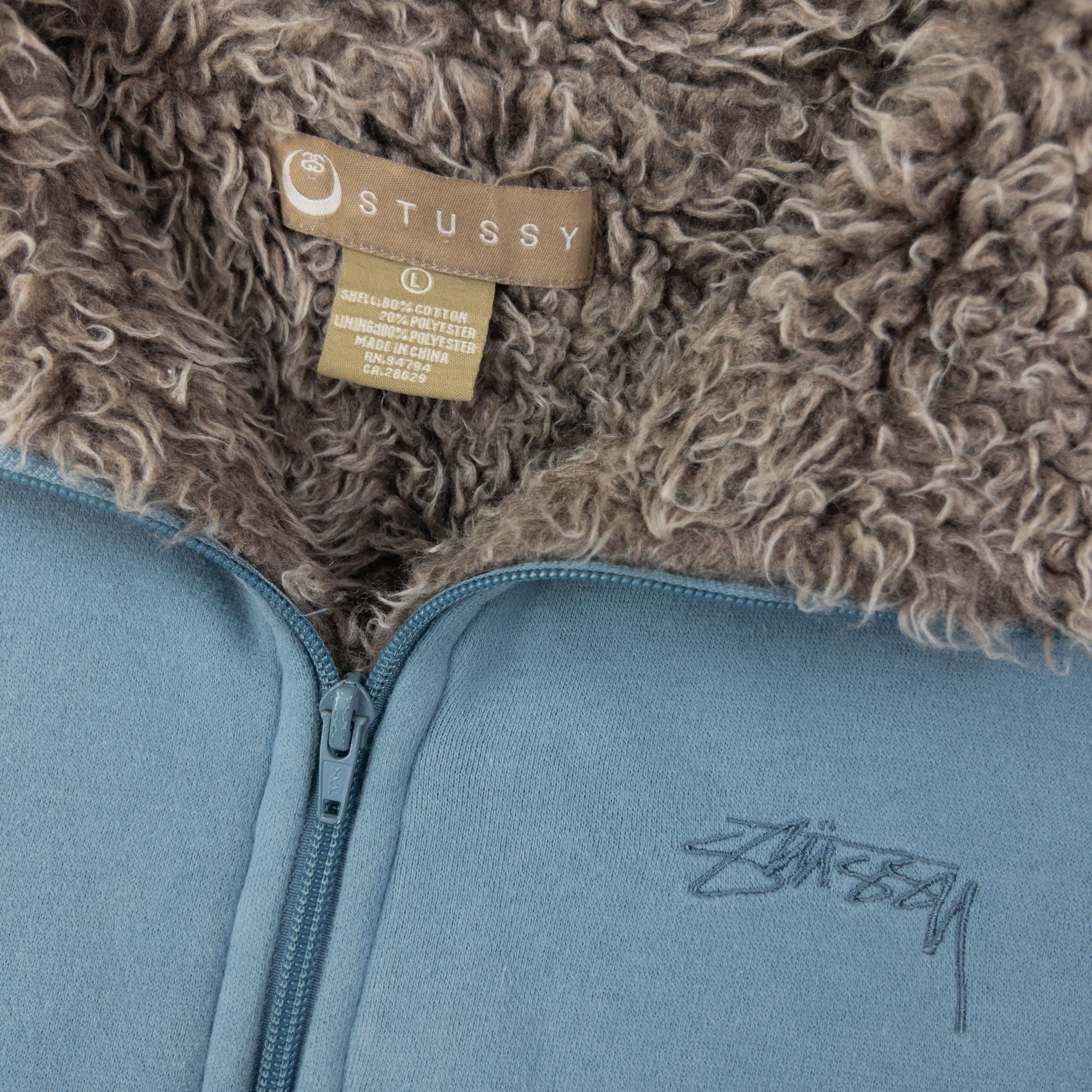 Vintage Stussy Fur Lined Zip Up Jacket Womens Size L