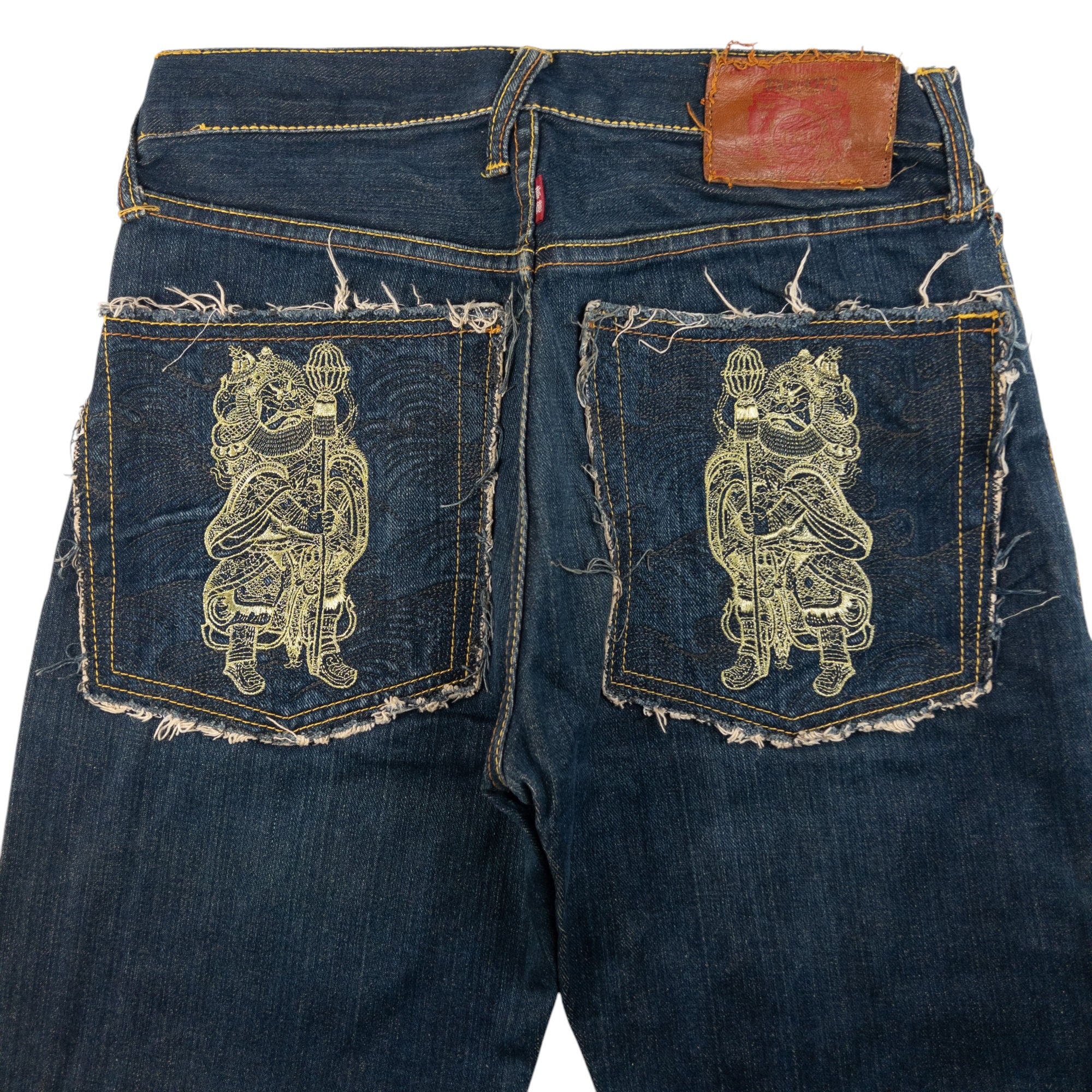 Vintage RMC Red Monkey Company Embroidered Golden God Japanese Denim Jeans Size W28