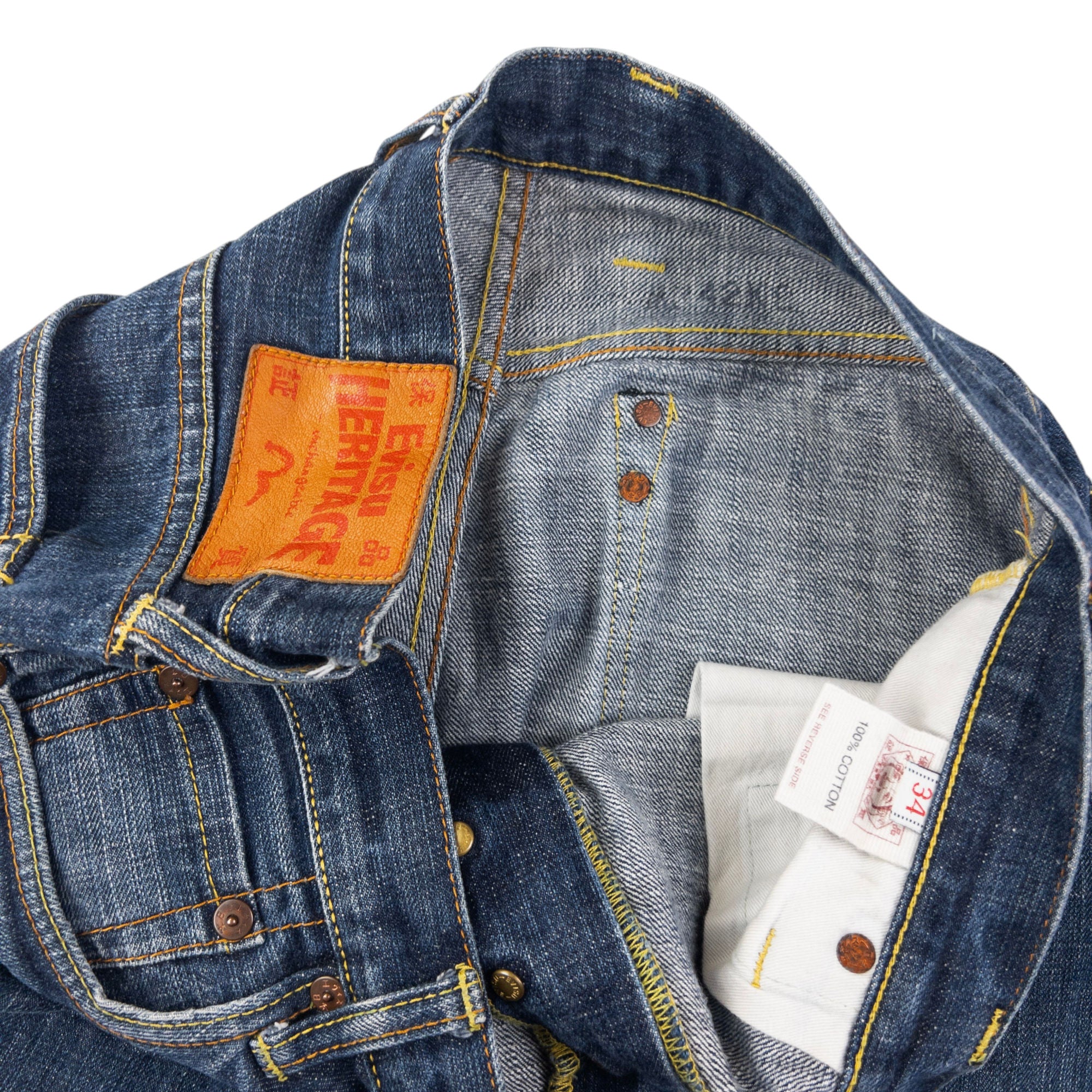 Vintage Evisu Heritage Double Gull Daicock Japanese Denim Jeans Size W33