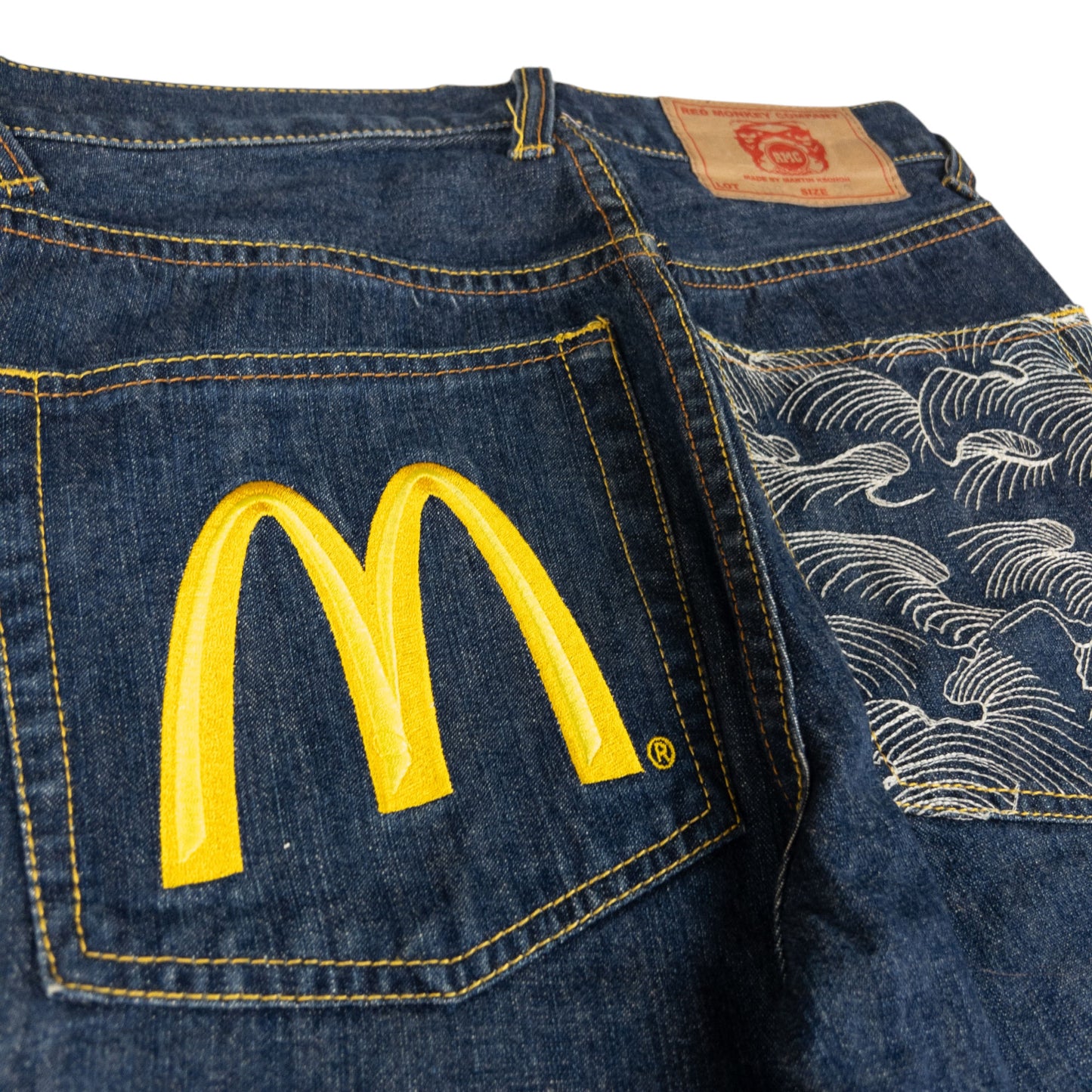 Vintage RMC Red Monkey Company X Mcdonalds Embroidered Denim Jeans Size W28