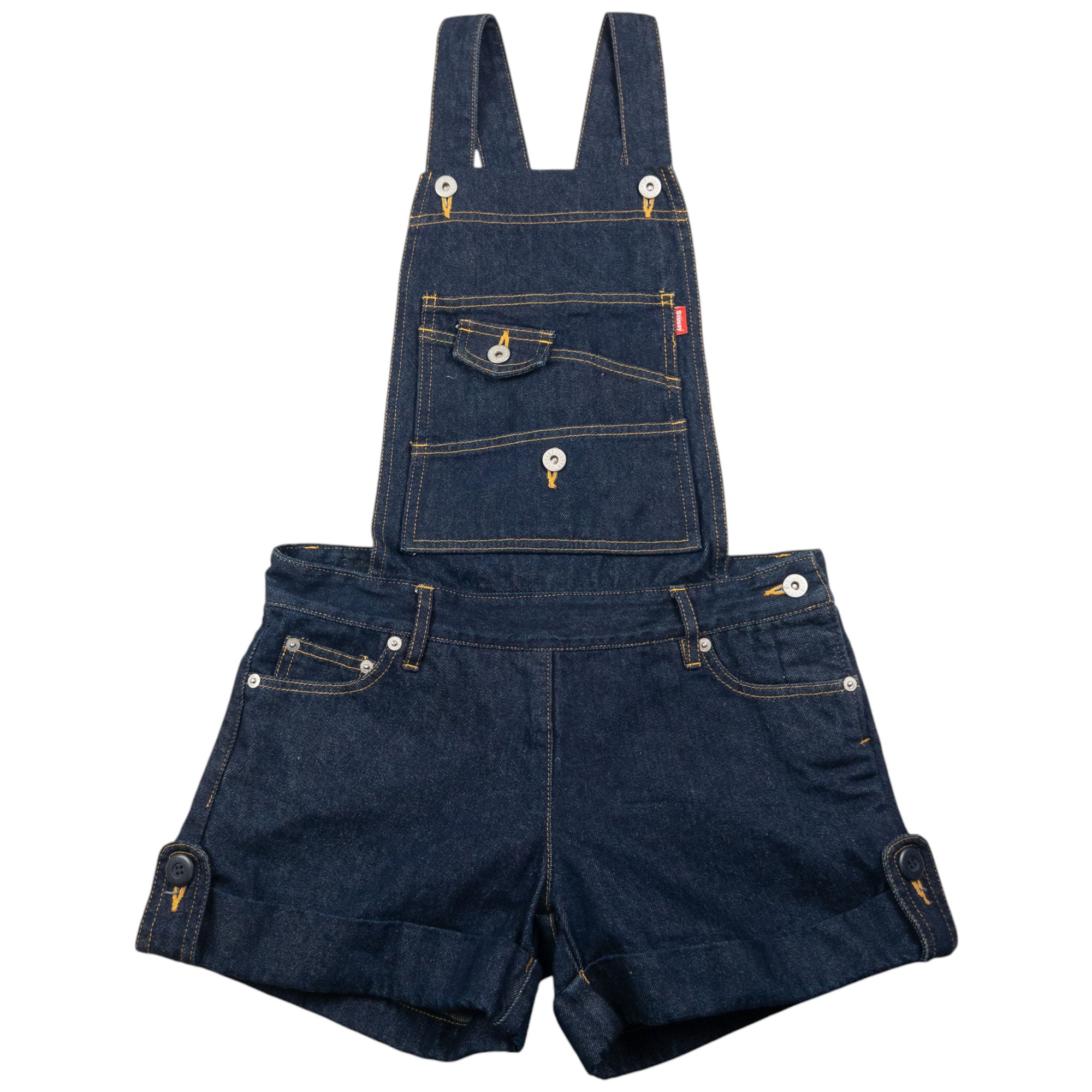 Vintage Stussy Embroidered Denim Short Dungarees Womens Size M