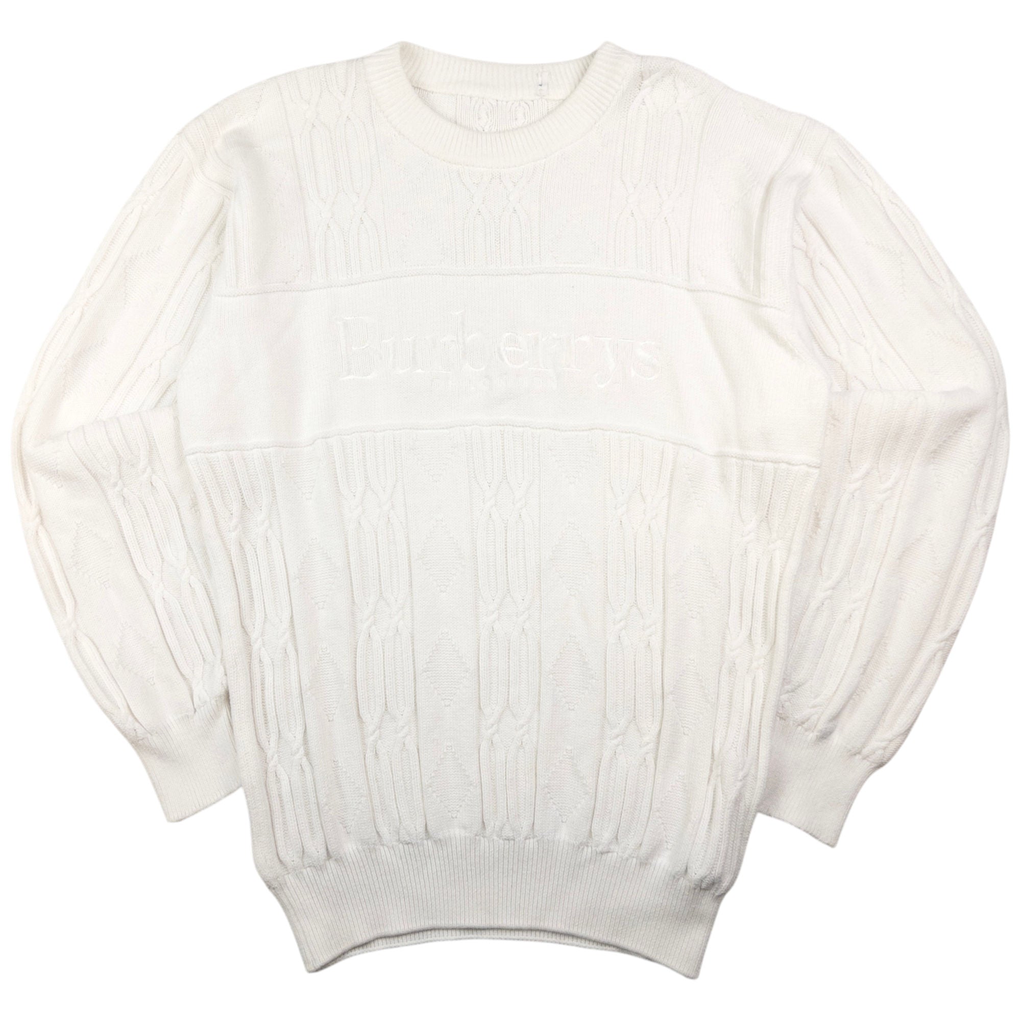 Vintage Burberry Embroidered Cable Knit Jumper Size S