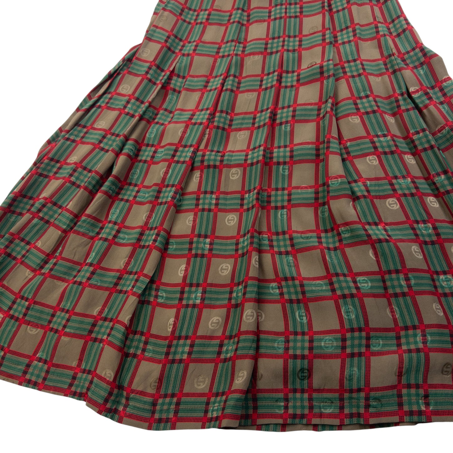 Vintage 80s Gucci Checkered Monogram Silk Skirt Womens Size W24