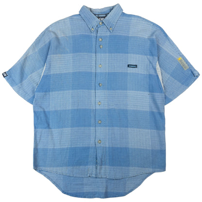 Vintage Alphanumeric Short Sleeve Button Up Shirt Size L