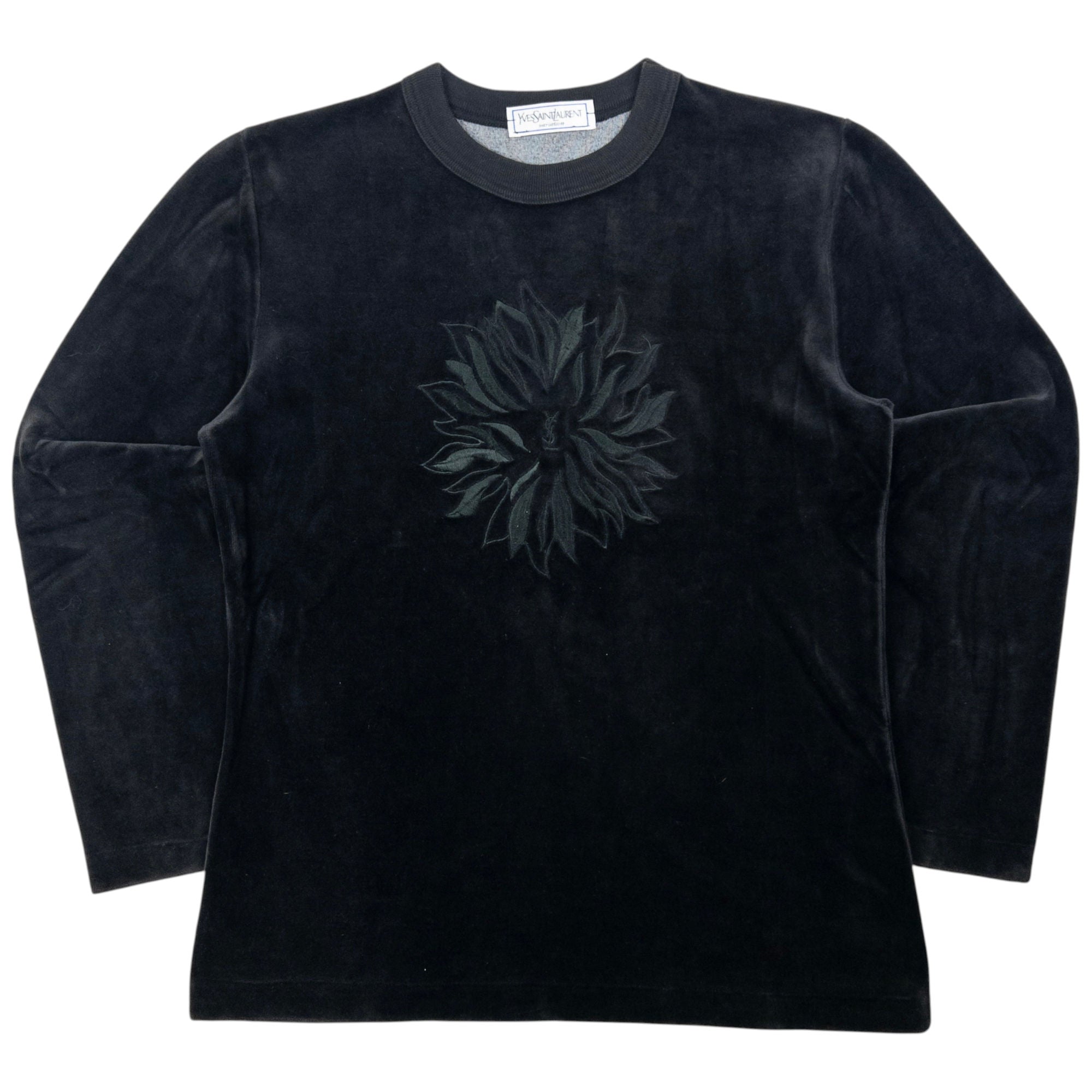 Vintage YSL Yves Saint Laurent Embroidered Velour Jumper Womens Size S