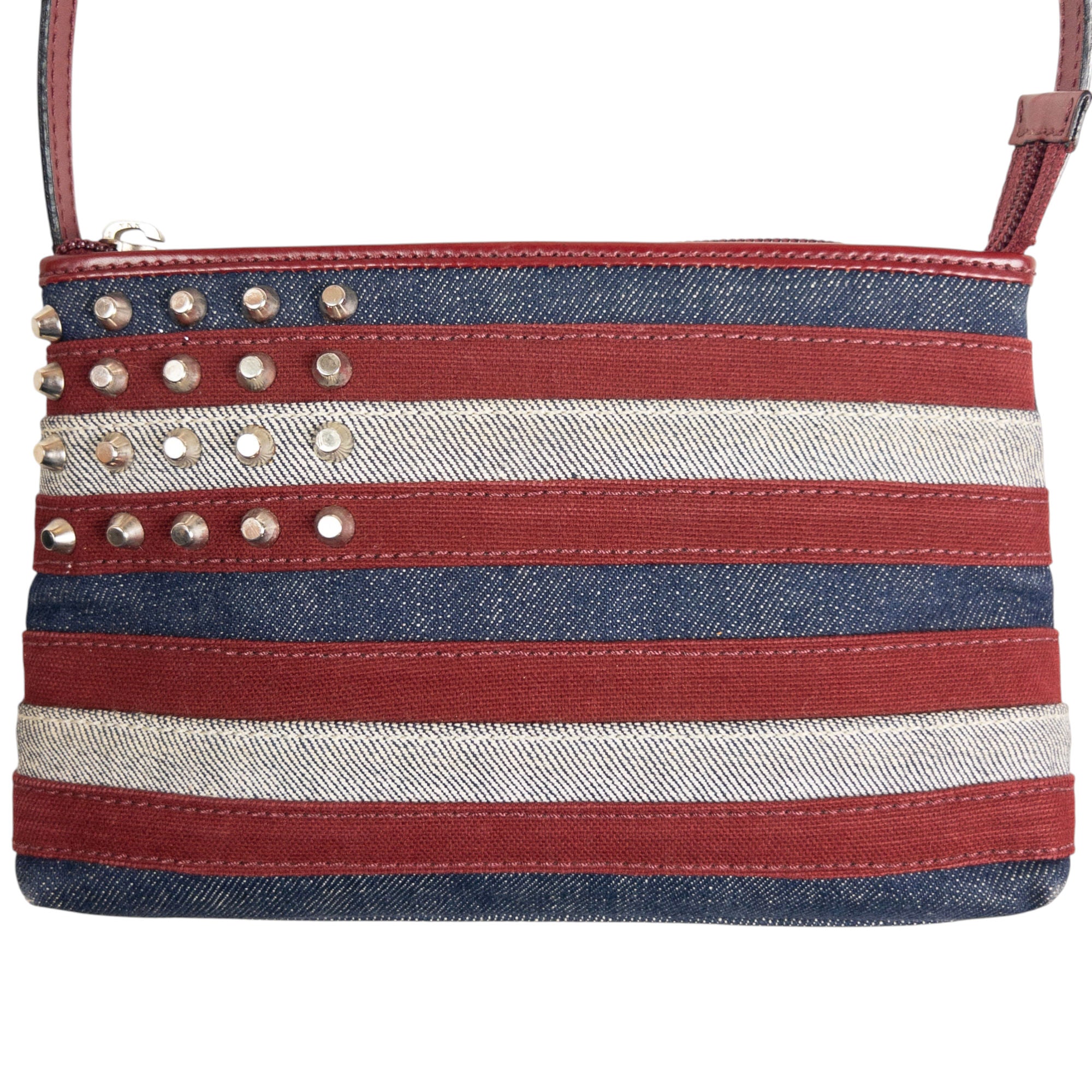 Vintage Burberry Studded Denim Flag Shoulder Bag