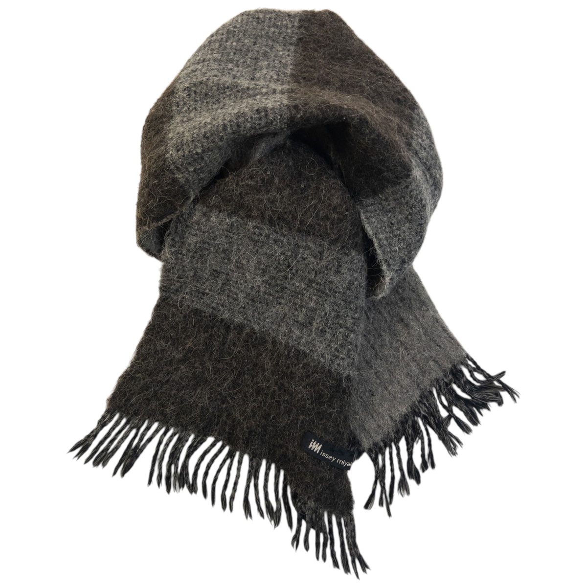 Vintage 2000s Issey Miyake Striped Wool Tassel Scarf