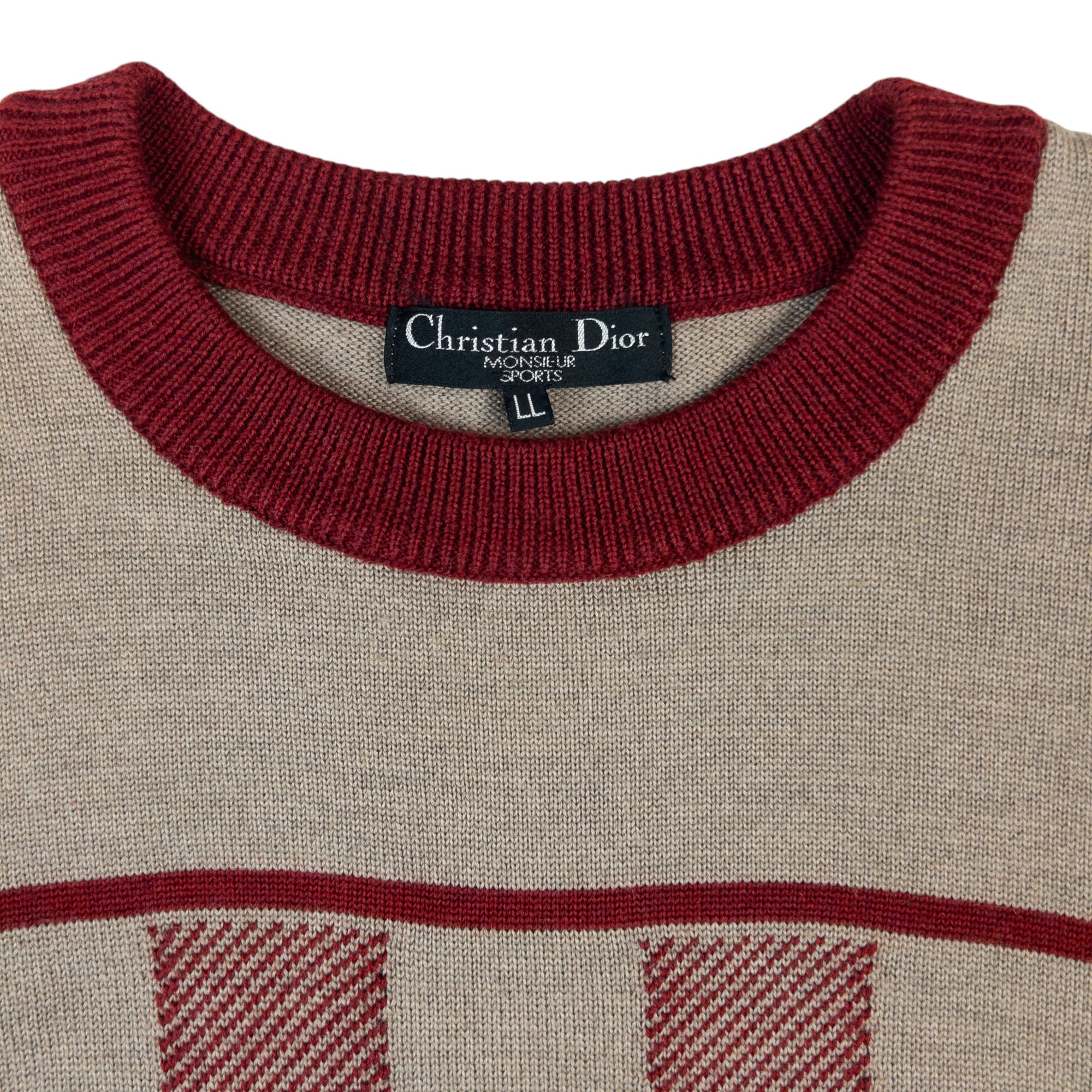 Vintage Dior Sports Checkerboard Knit Jumper Size L