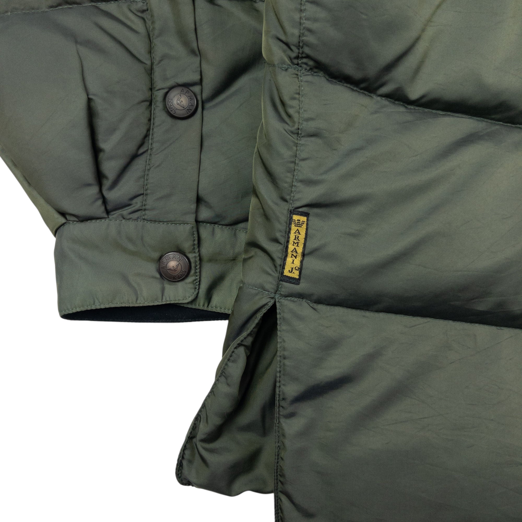 Vintage Armani Jeans Button Up Puffer Jacket Size L