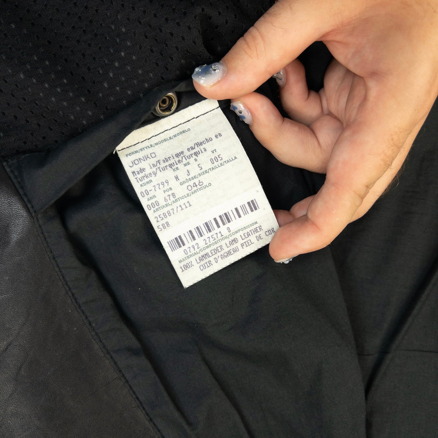 Vintage 90s Hugo Boss Zip Up Leather Jacket Size S