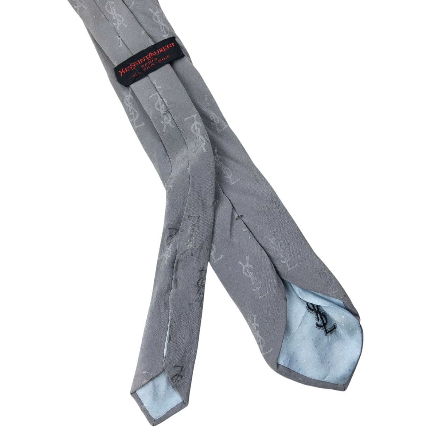 Vintage 80s YSL Yves Saint Laurent Monogram Silk Tie