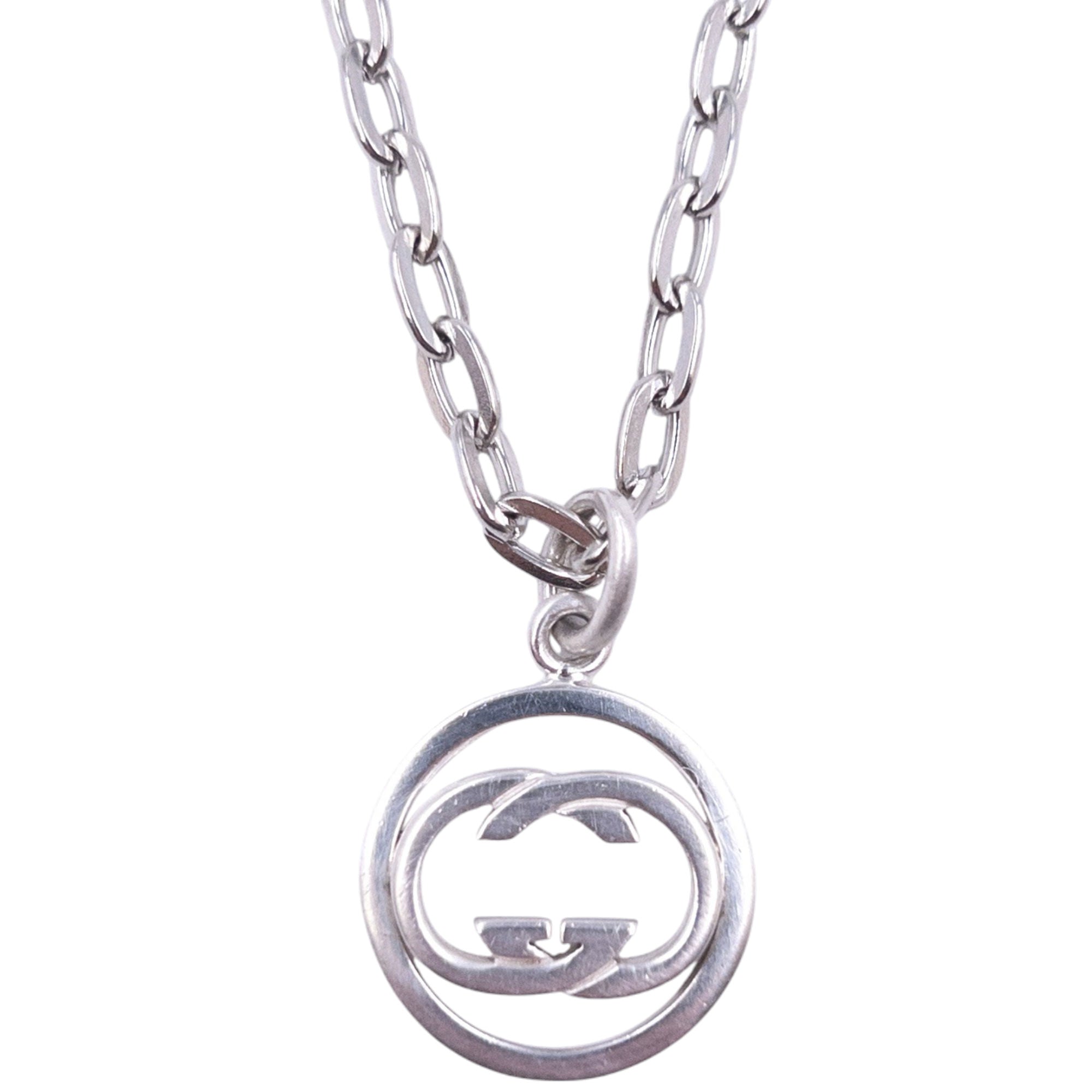 Vintage Gucci Silver Logo Necklace