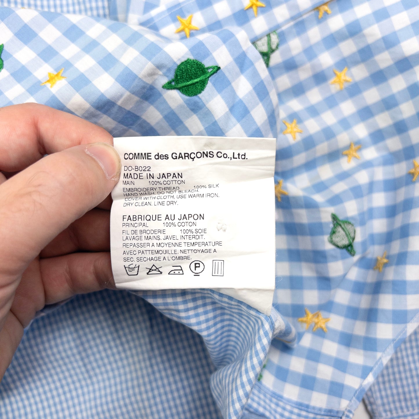 Vintage Comme Des Garçons HOMME Embroidered Long Sleeve Button Up Shirt Size XS