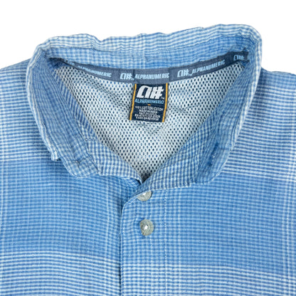 Vintage Alphanumeric Short Sleeve Button Up Shirt Size L