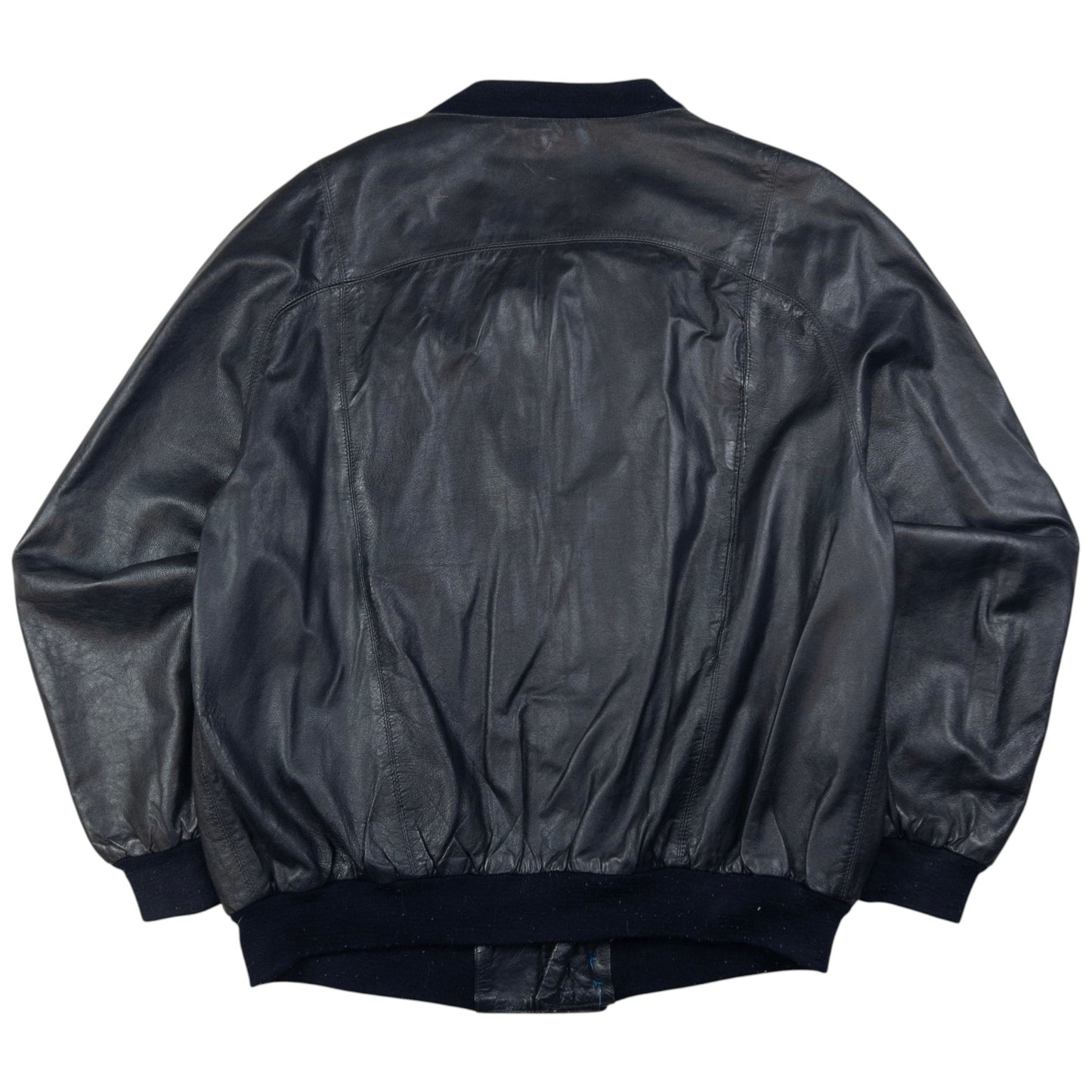 Vintage Burberry Nova Check Lined Leather Bomber Jacket Size L