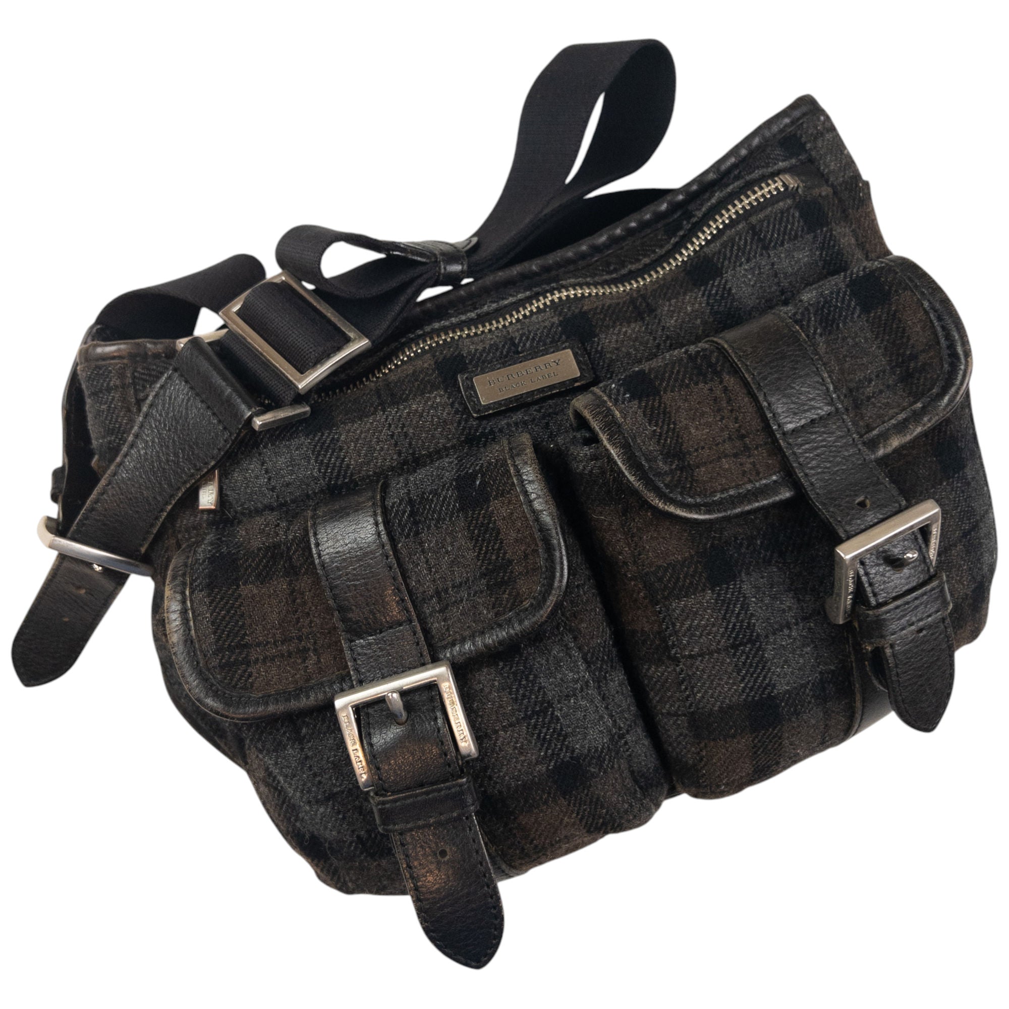 Vintage Burberry Nova Check Wool Crossbody Bag